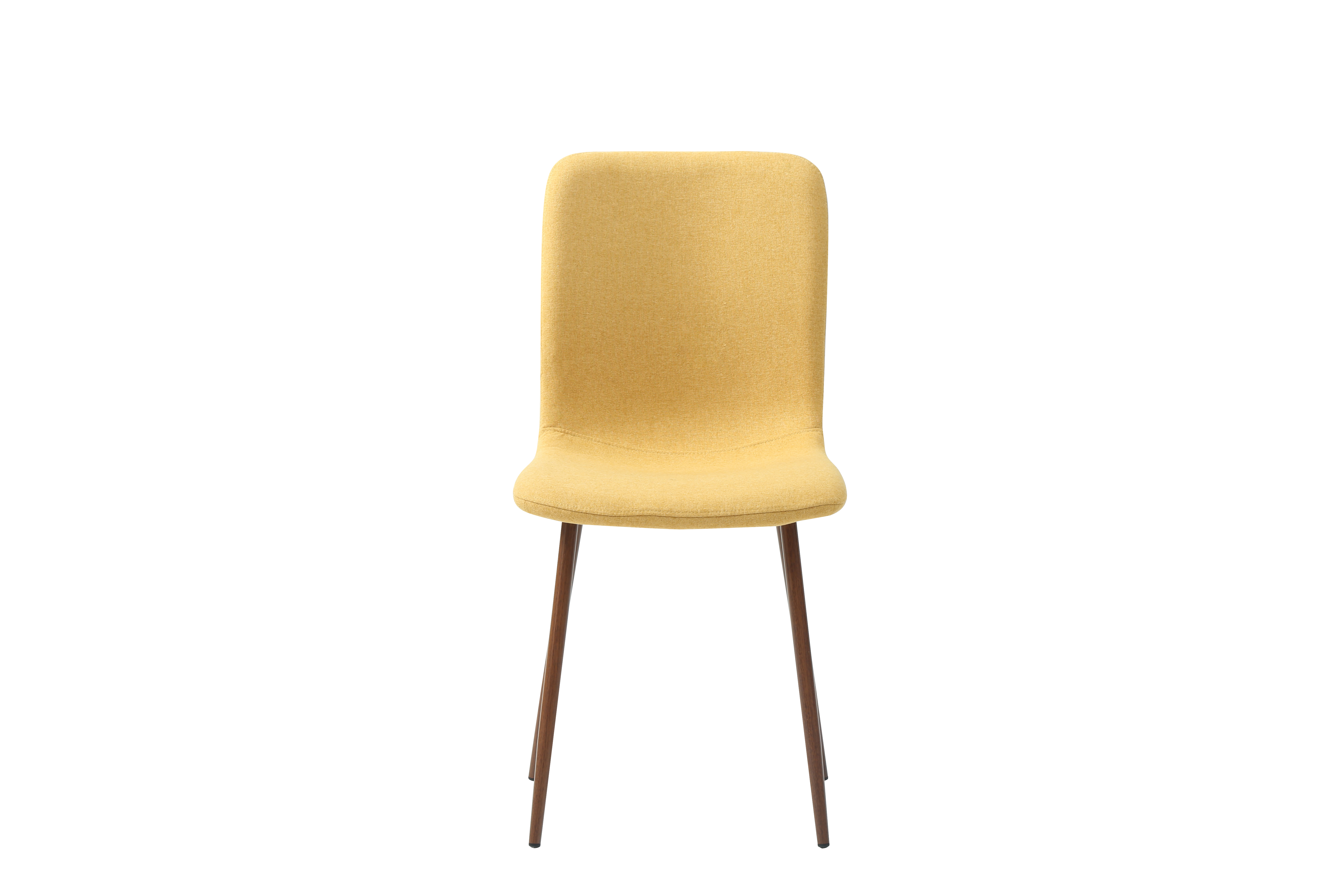 Silla de Comedor Mostaza con Patas de Metal Efecto Madera, Tapizada con Tela Lino y Estructura de Metal