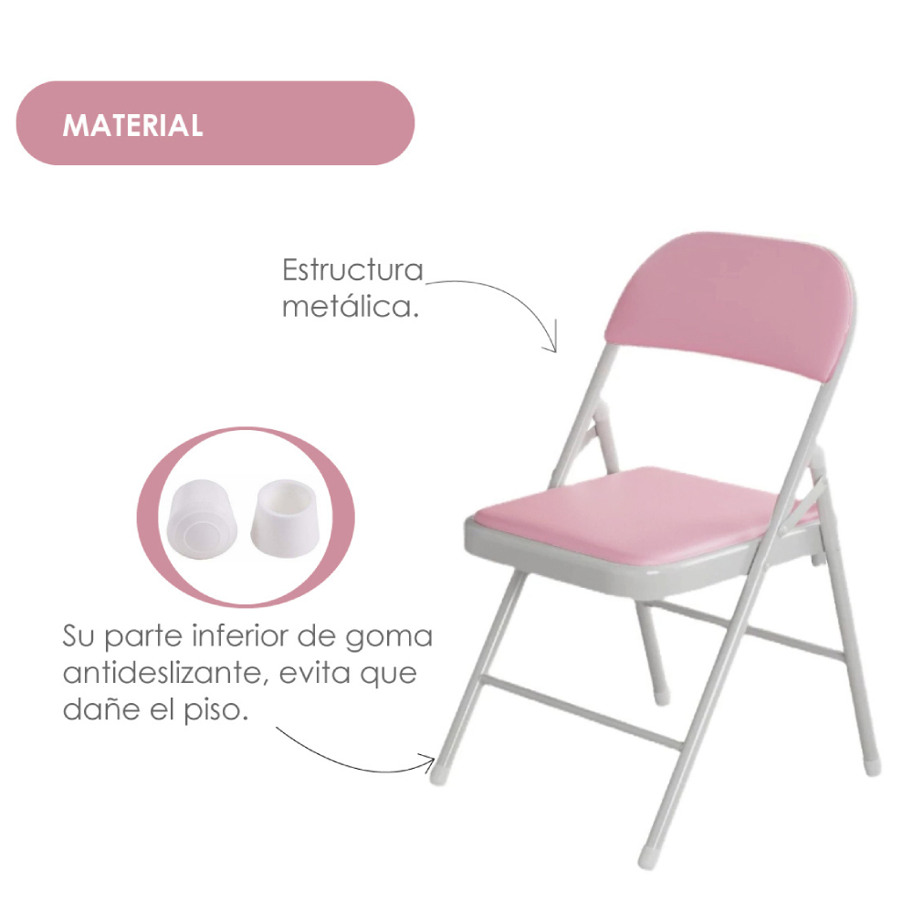 Set De 6 Sillas Plegables Ilios Innova Acojinadas Color Rosa