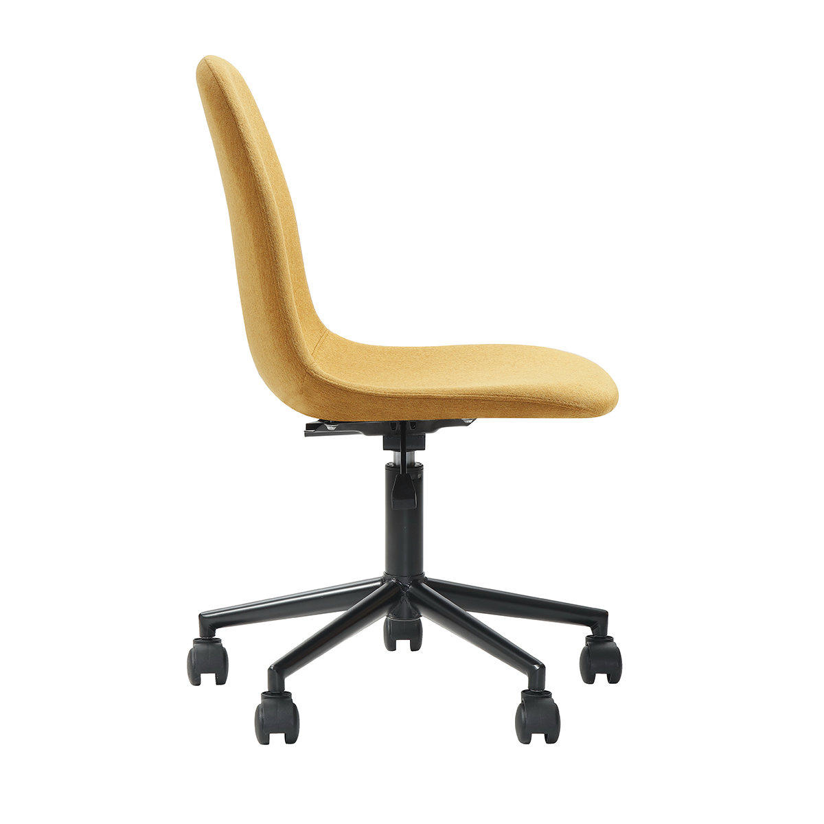 Silla de Oficina Giratoria Amarilla con Altura Ajustable y Asiento Acolchado en Tela de Lino
