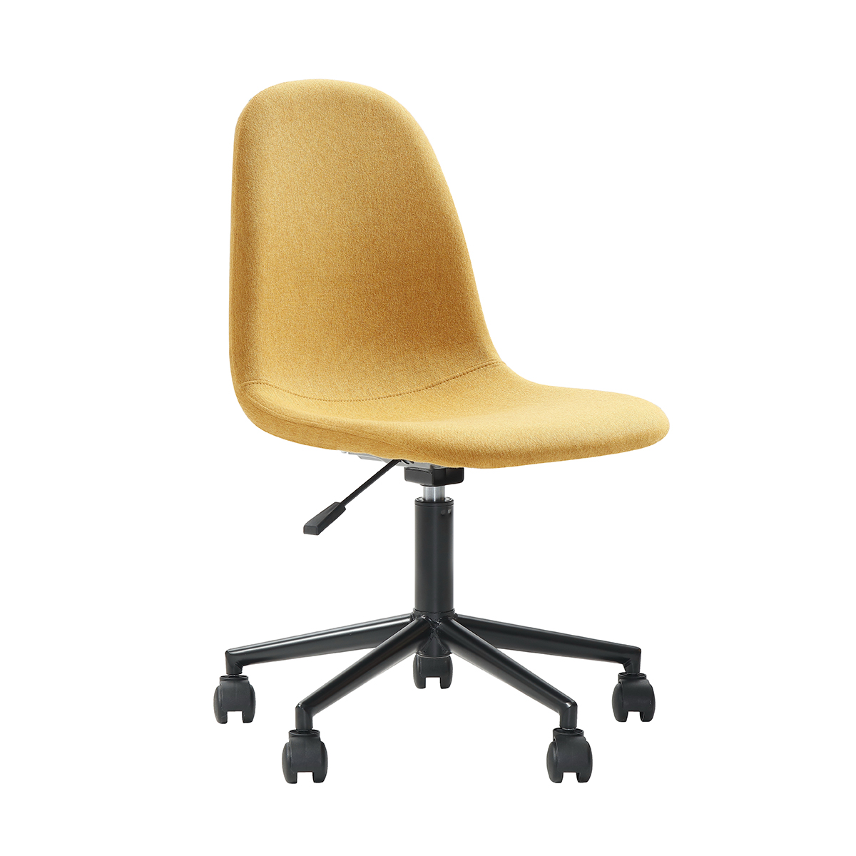 Silla de Oficina Giratoria Amarilla con Altura Ajustable y Asiento Acolchado en Tela de Lino