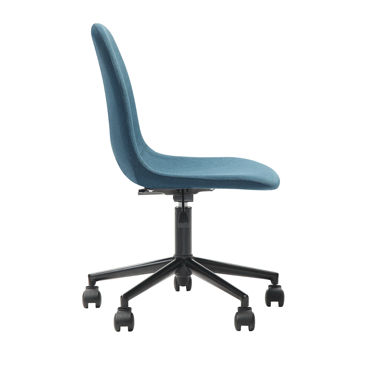 Silla de Oficina Giratoria Azul con Altura Ajustable y Asiento Acolchado en Tela de Lino