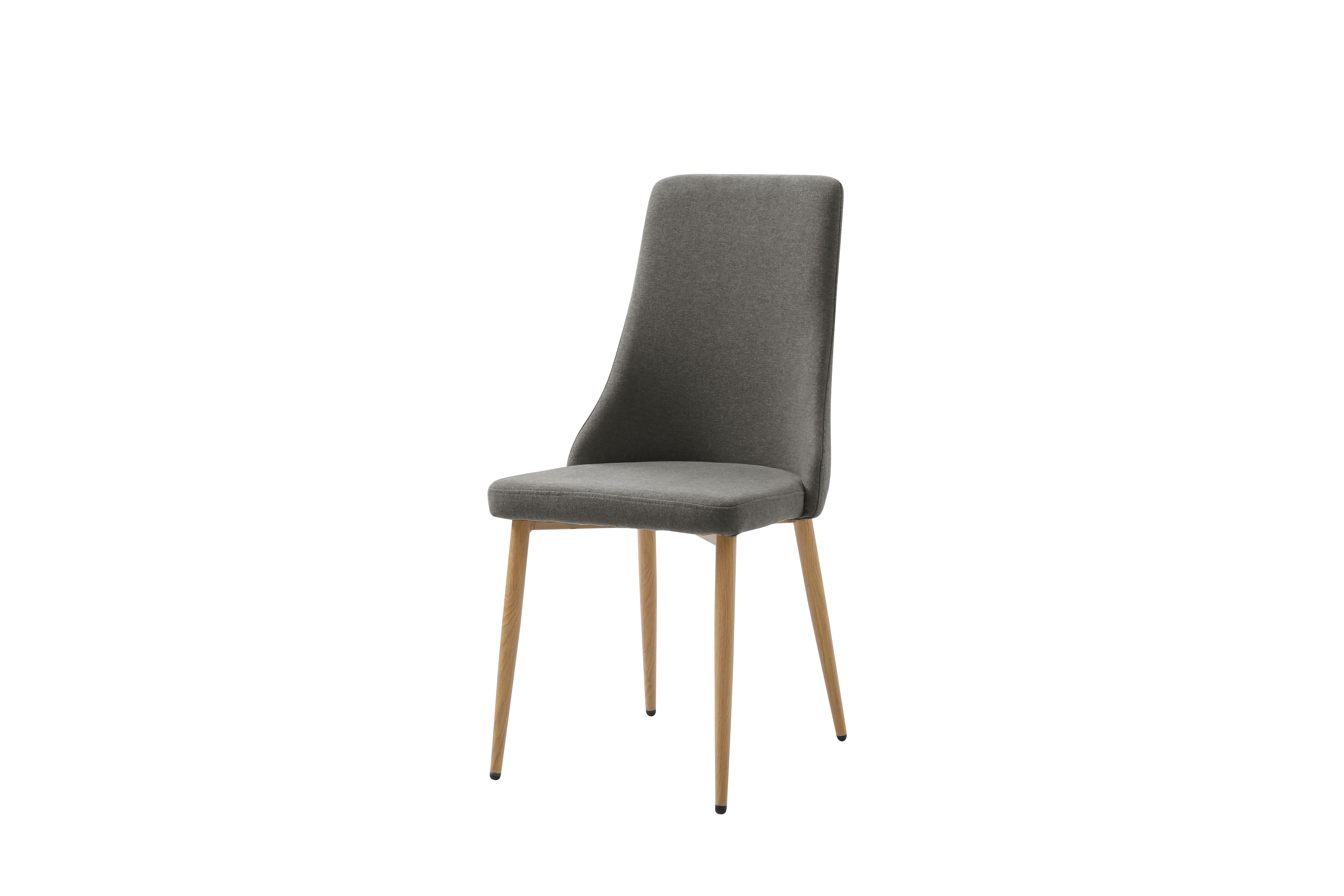 Silla de Comedor con Asiento Acolchado Tapizado en Tela Gris Obscuro con Patas de Metal Efecto Madera 