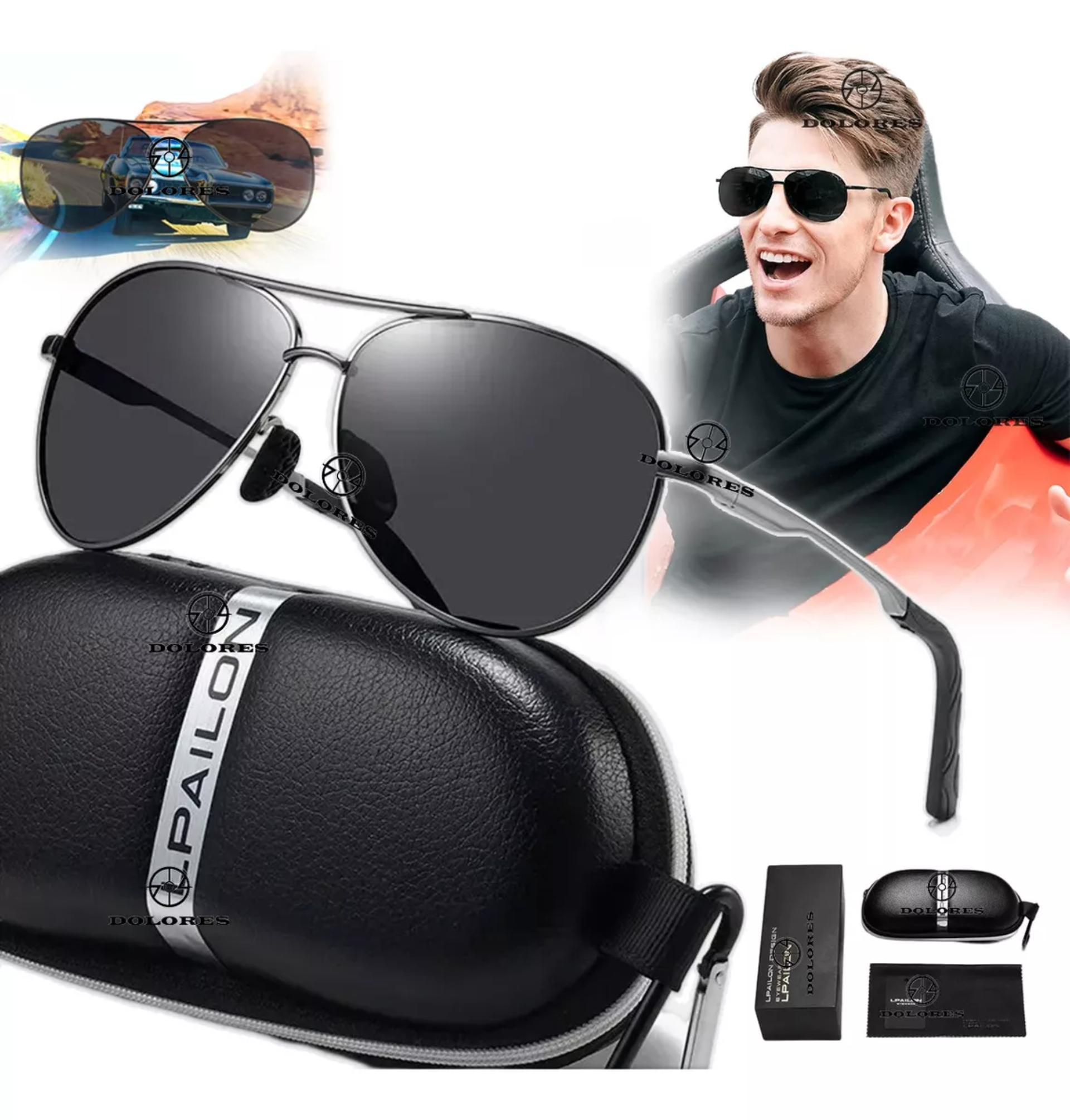 Lentes De Sol  Original Aluminio Gafas Polarizados Condu Espejo Uv400 Anti-reflectante Transmisión De Luz Visible98por ciento
