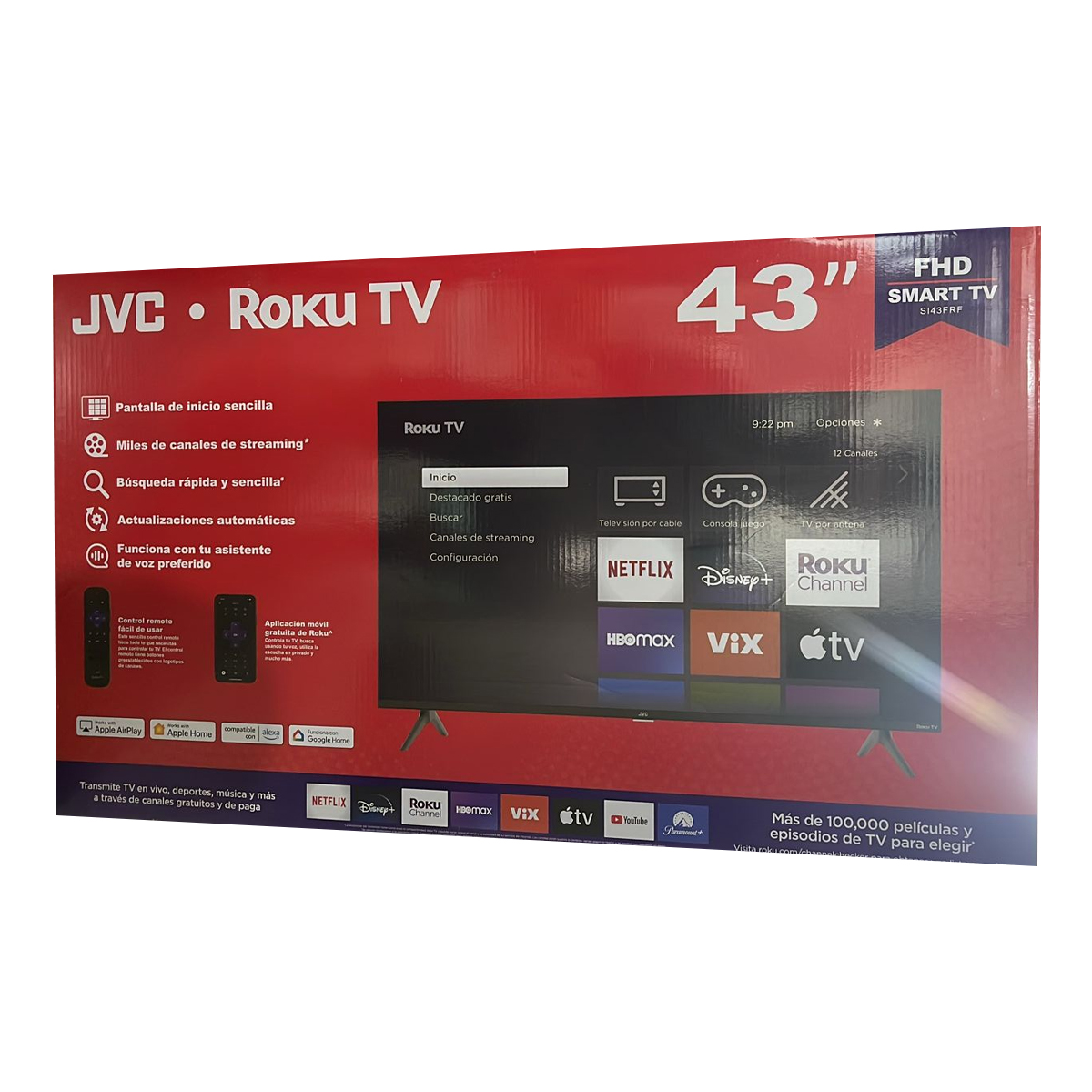 Pantalla Tv JVC 43 pulg Roku Smart tv Full Hd usb hdmi netflix