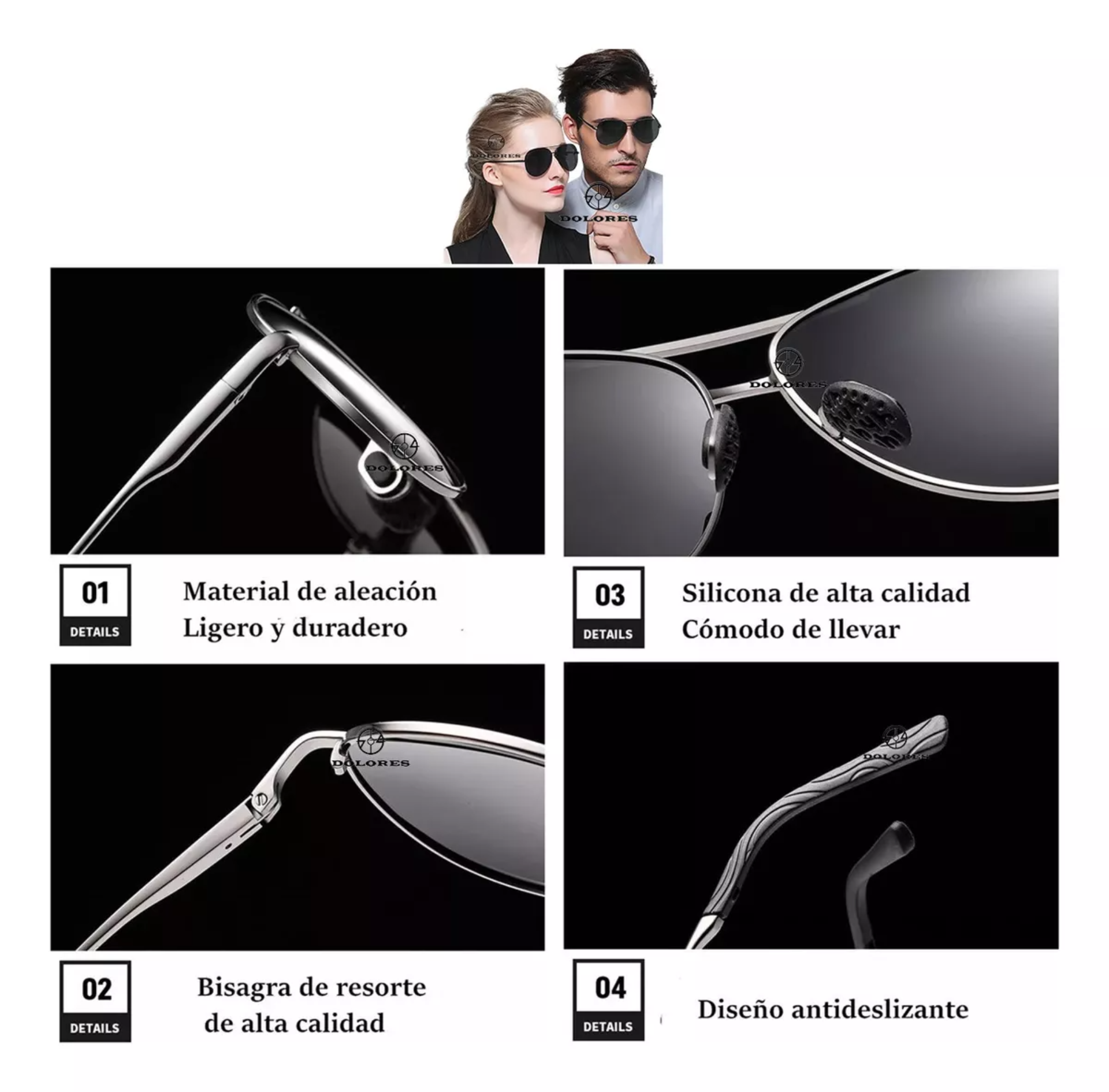 Lentes De Sol  Original Aluminio Gafas Polarizados Condu Espejo Uv400 Anti-reflectante Transmisión De Luz Visible98por ciento