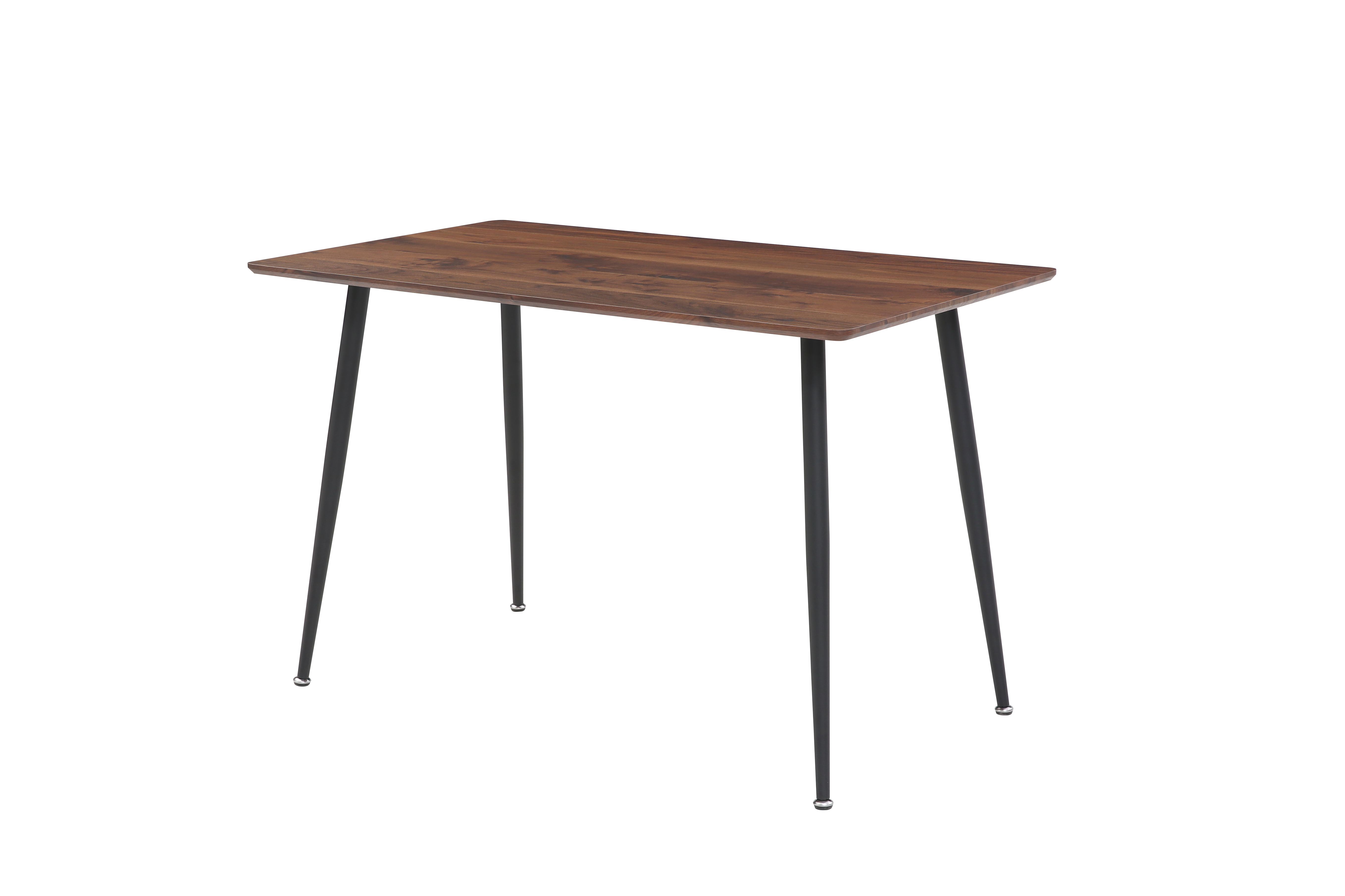 Comedor Completo con Mesa Rectangular Color Negro y Nogal y 4 Sillas Negras con Patas de Madera y Soporte Metálico