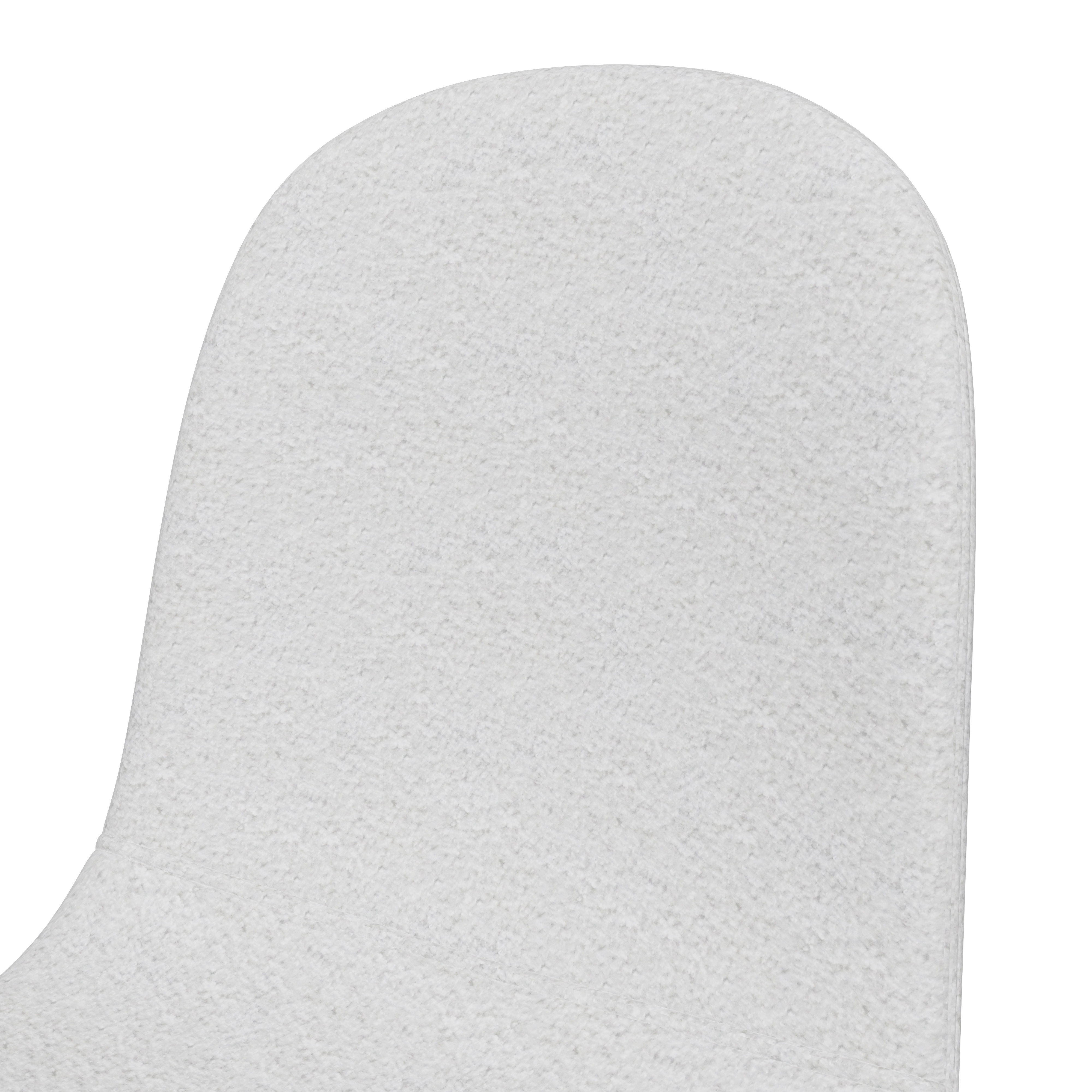 Silla de Comedor Blanca con Asiento y Respaldo en Tela Bouclé. Estructura de Metal y Patas Negras