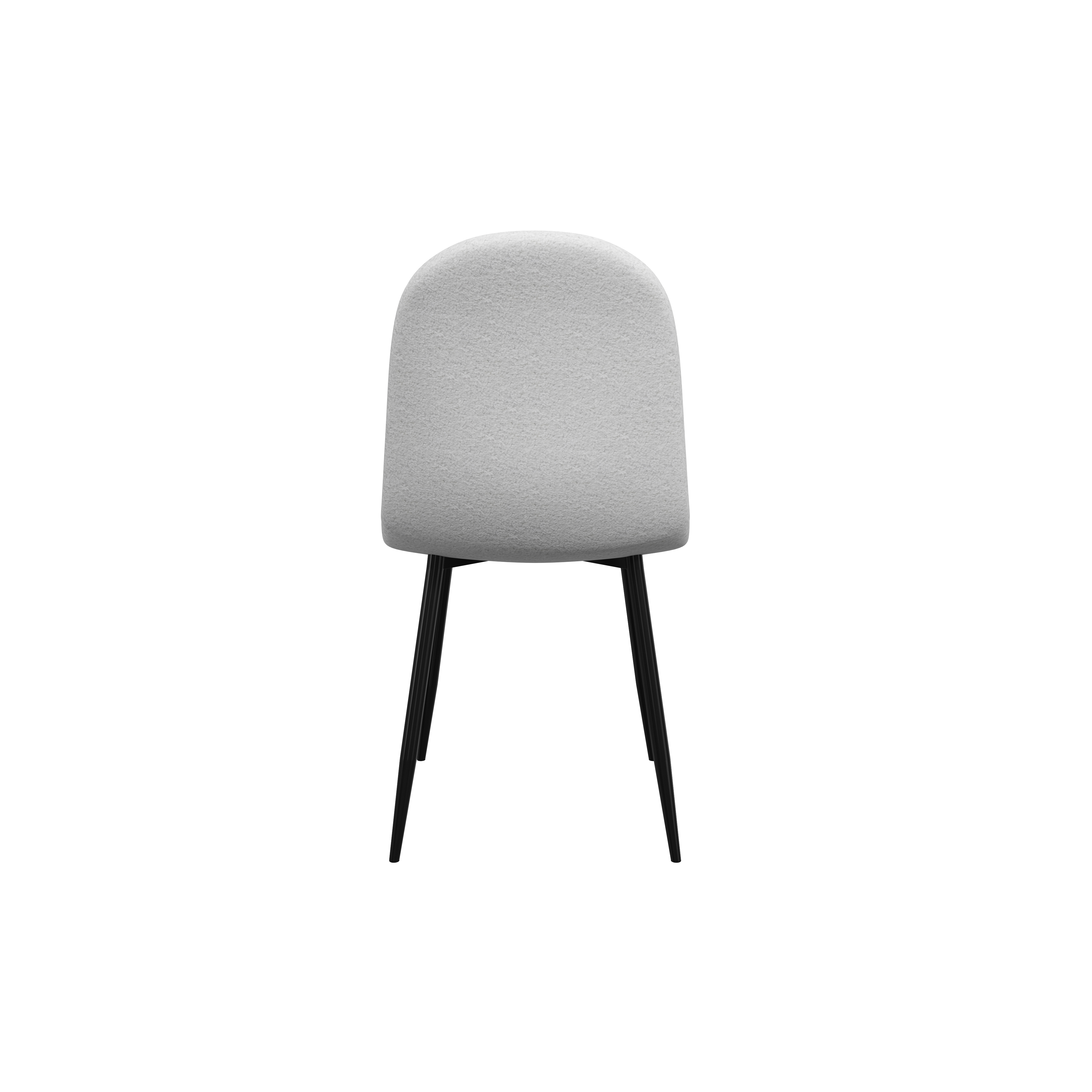 Silla de Comedor Blanca con Asiento y Respaldo en Tela Bouclé. Estructura de Metal y Patas Negras