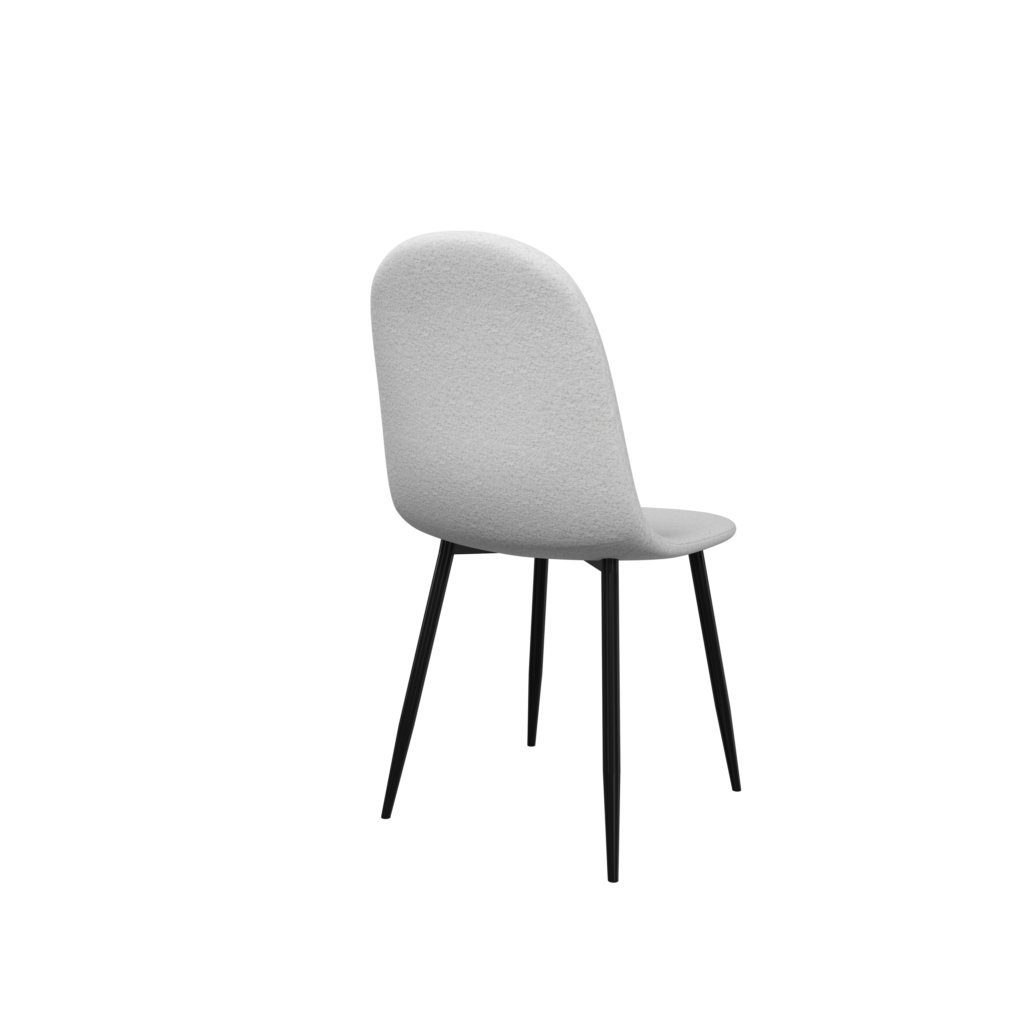 Silla de Comedor Blanca con Asiento y Respaldo en Tela Bouclé. Estructura de Metal y Patas Negras