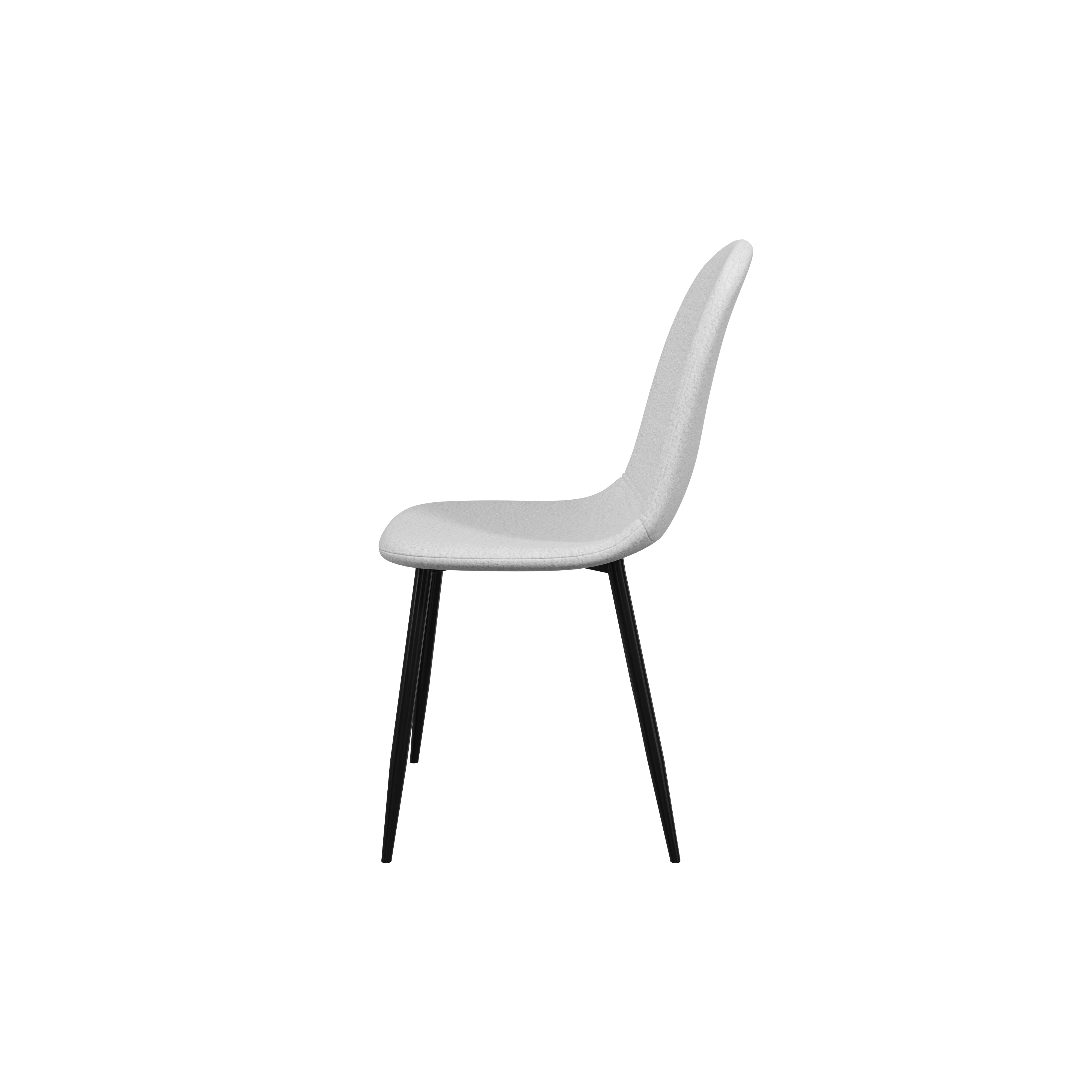 Silla de Comedor Blanca con Asiento y Respaldo en Tela Bouclé. Estructura de Metal y Patas Negras