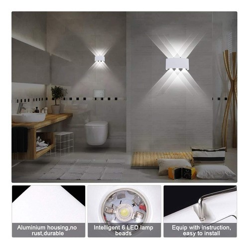 6w Luz De Pared Luz Arbotante Led Pared Uso Exterior 6500k BLANCO