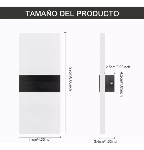 Lámpara De Pared Led Para Dormitorio Con Cable 8 W