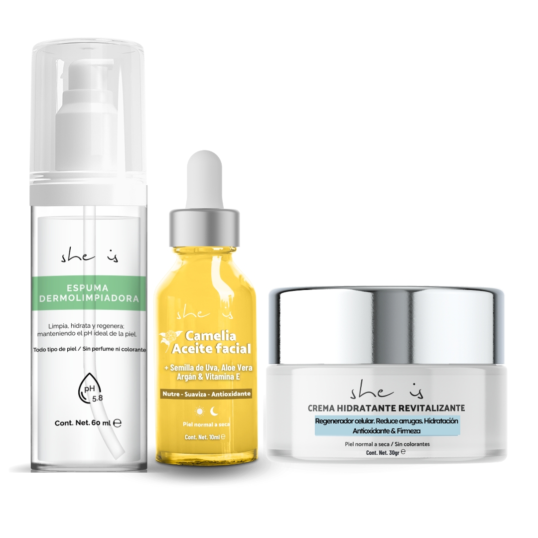 Mini Set Facial Restaurador Piel Seca She is skincare