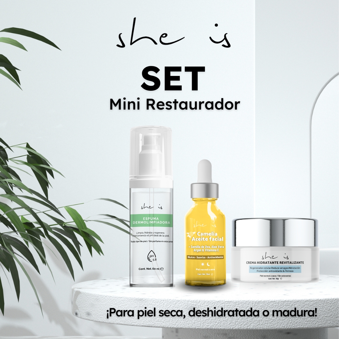 Mini Set Facial Restaurador Piel Seca She is skincare