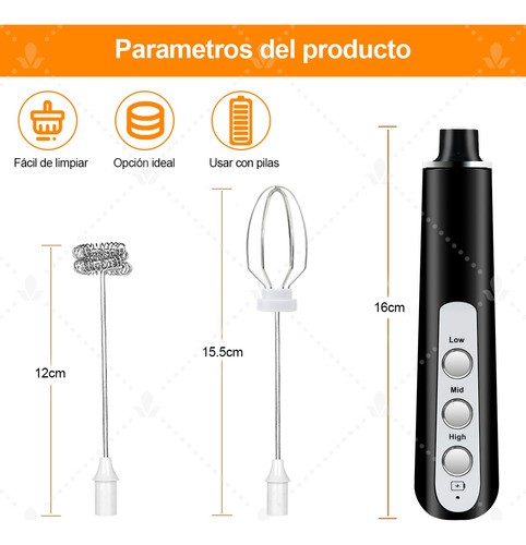 Batidor Eléctrico De Leche Y Café, 3 Velocidades /recargable