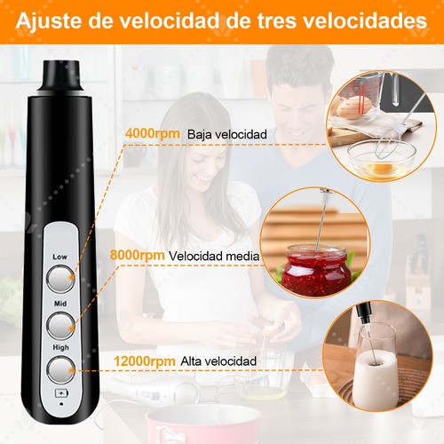 Batidor Eléctrico De Leche Y Café, 3 Velocidades /recargable