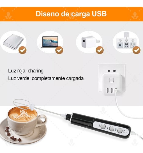 Batidor Eléctrico De Leche Y Café, 3 Velocidades /recargable
