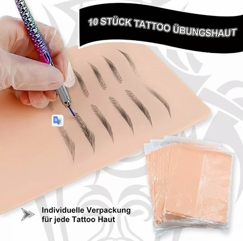 10 Hojas Sintética Practica Tatuar Doble Cara Tatuajes Skin