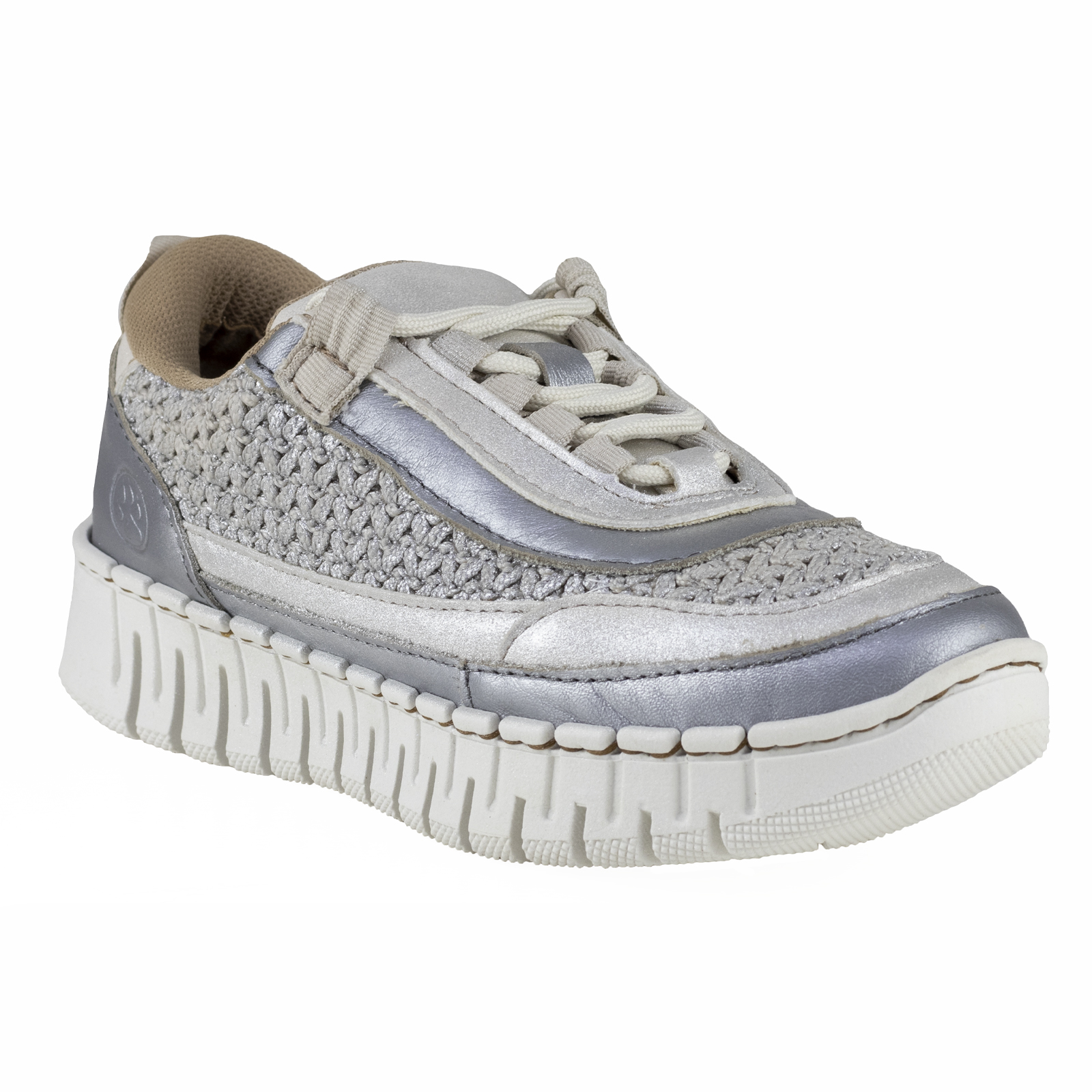 Tenis Mujer Piel Suela Gruesa Lobo Solo 4946 Plata Urbanos