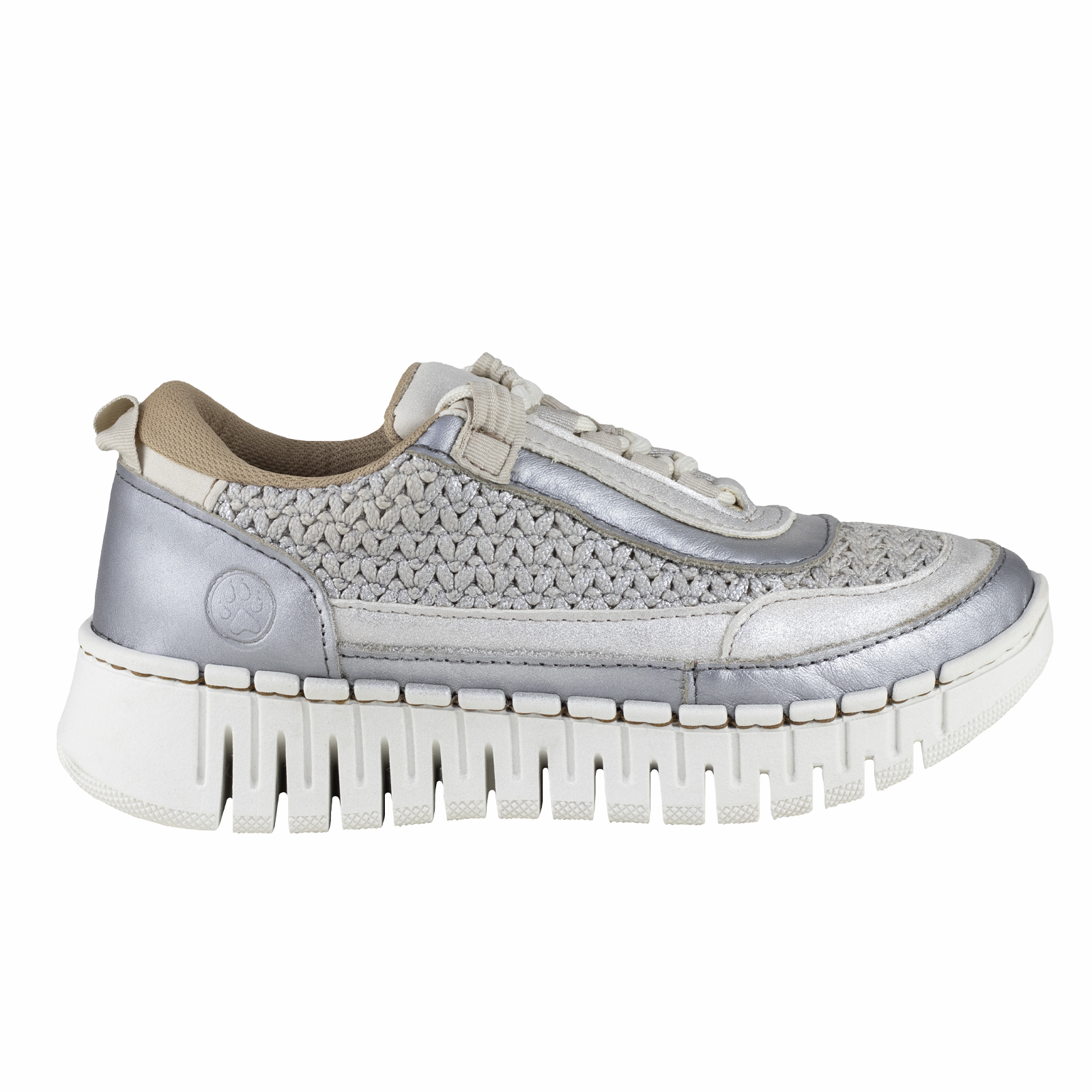 Tenis Mujer Piel Suela Gruesa Lobo Solo 4946 Plata Urbanos
