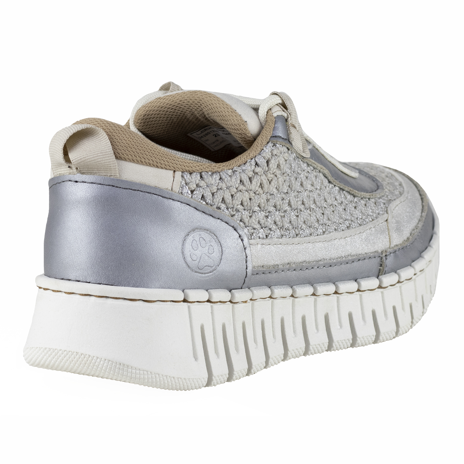 Tenis Mujer Piel Suela Gruesa Lobo Solo 4946 Plata Urbanos