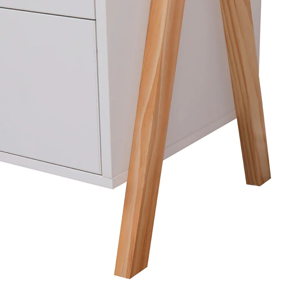 Buró Infantil Color Blanco y  Madera con 1 Cajón Hecho de Madera Maciza y MDF