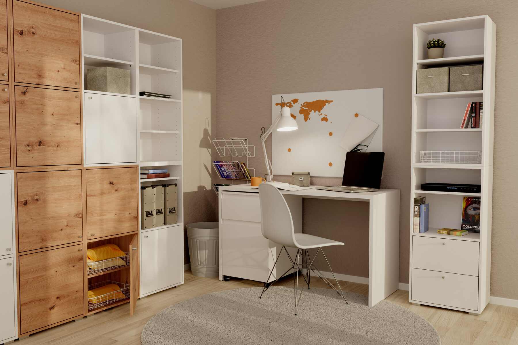 Aparador de Cocina Blanco con 2 Cajones y 1 Entrepaño Estructura de Madera Industrial
