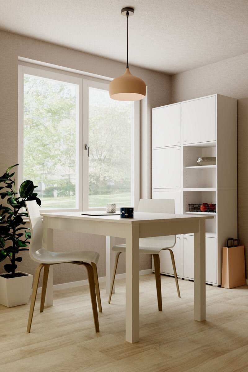 Aparador de Cocina Blanco con 2 Cajones y 1 Entrepaño Estructura de Madera Industrial