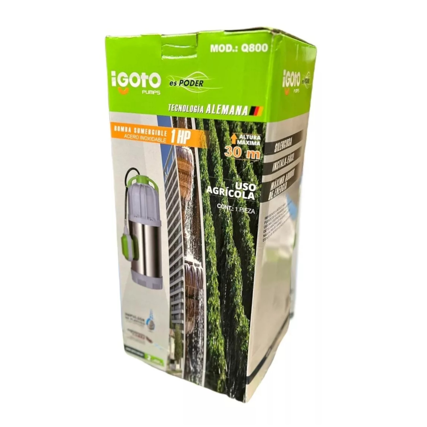 Bomba Sumergible De Acero Inoxidable 1 Hp, Igoto Q800.