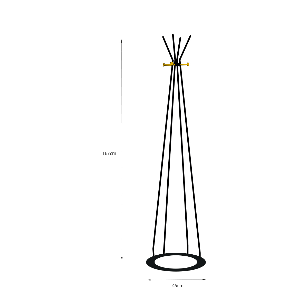 Perchero de Metal Negro con Dorado (Alto: 167cm)