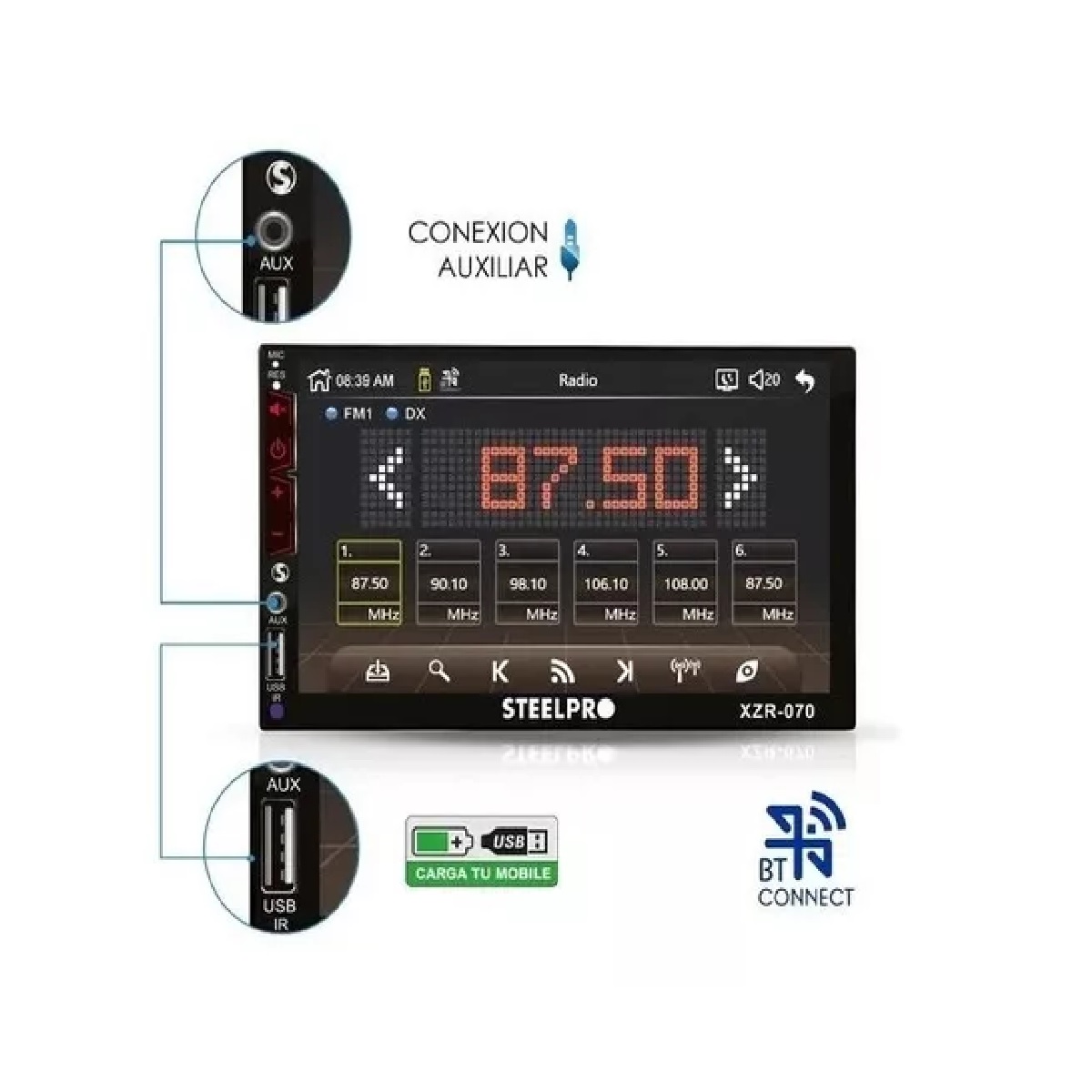 Autoestereo Pantalla Tactil 7 Mirror Link Bluetooth 