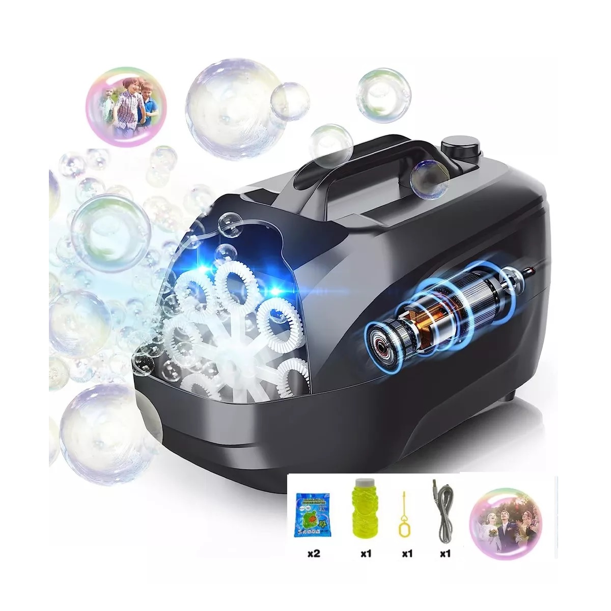Máquina De Burbujas Automática Recargable Con 2 Velocidades