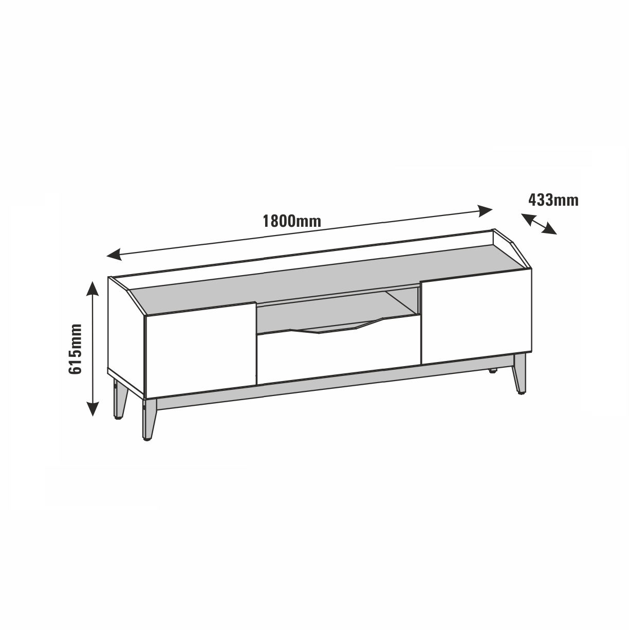 Mueble de TV Color Blanco y Nogal con 1 Cajón y 2 Puertas para Almacenamiento con Patas de Madera de Pino