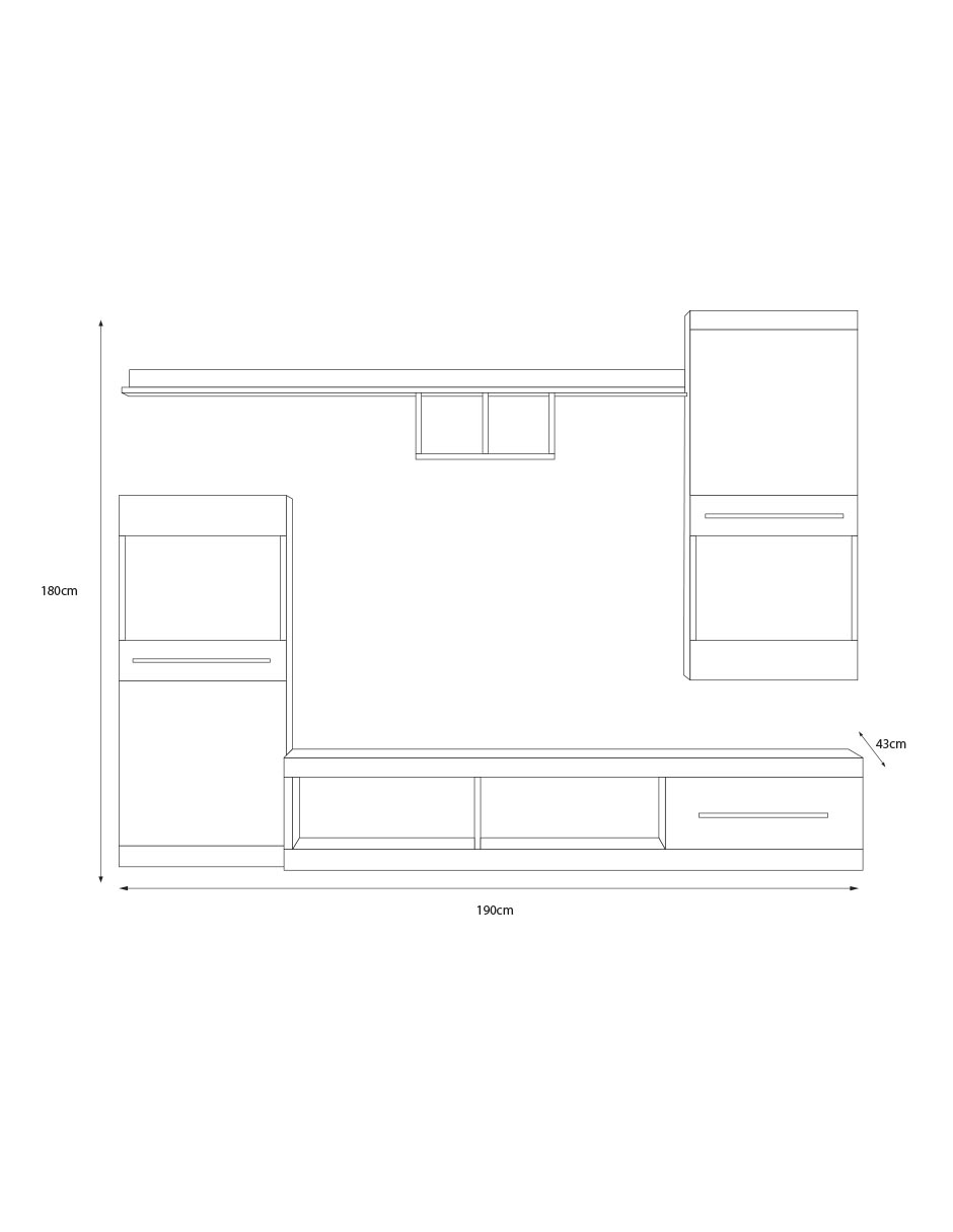 Mueble de TV Color Blanco y Negro de 2 Partes para TV de Hasta 75 Pulgadas con Estructura de Madera Industrial