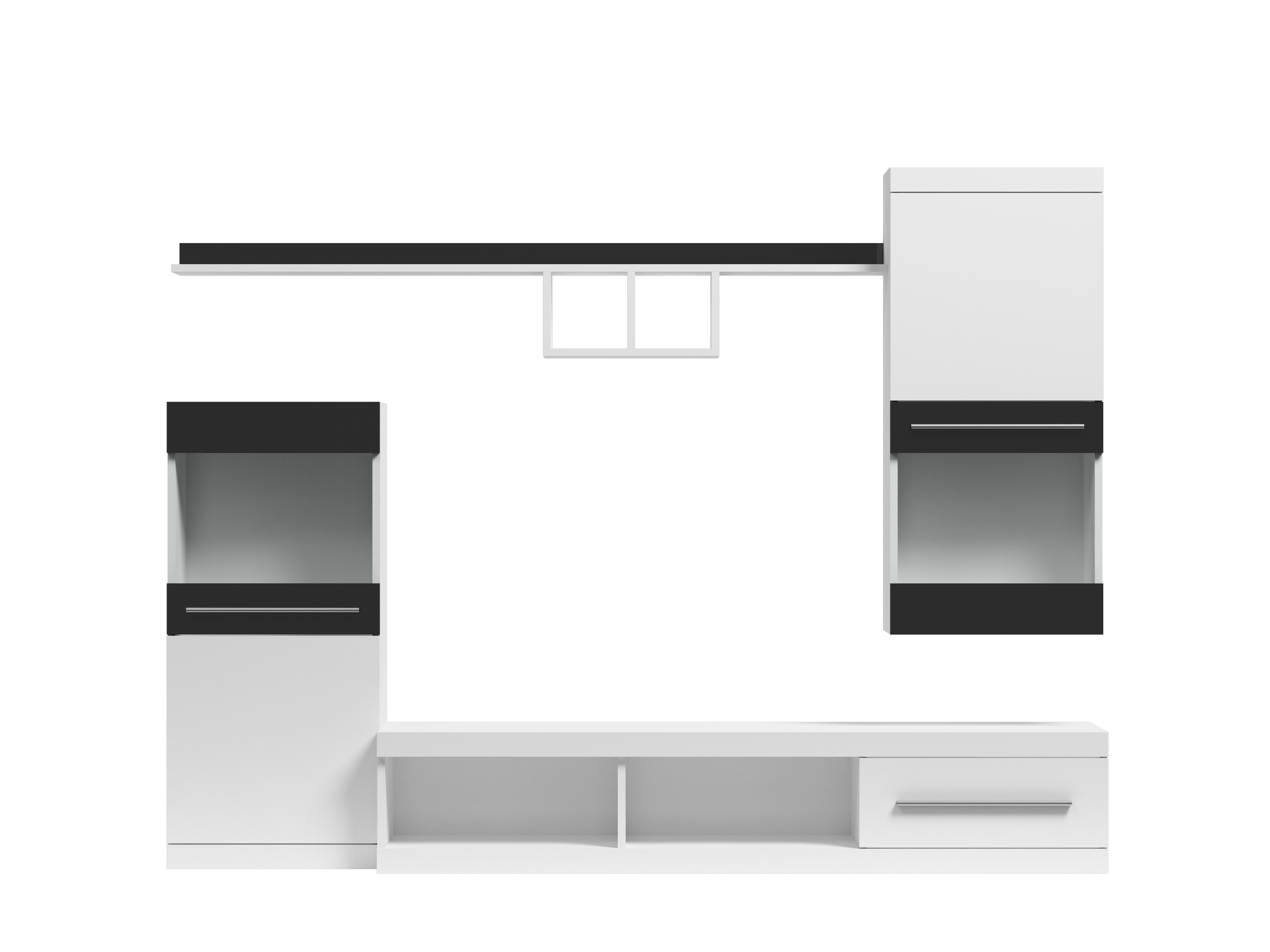Mueble de TV Color Blanco y Negro de 2 Partes para TV de Hasta 75 Pulgadas con Estructura de Madera Industrial
