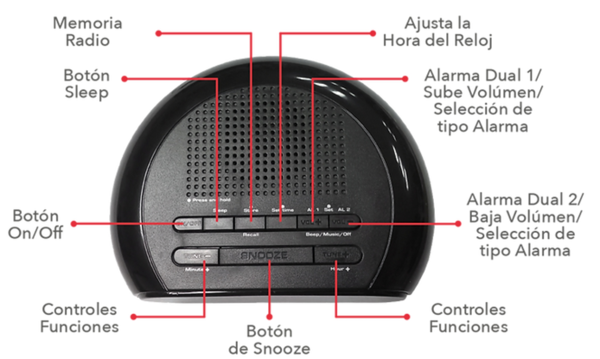Radio Reloj Despertador RCA RC207 USB Display ALBY2