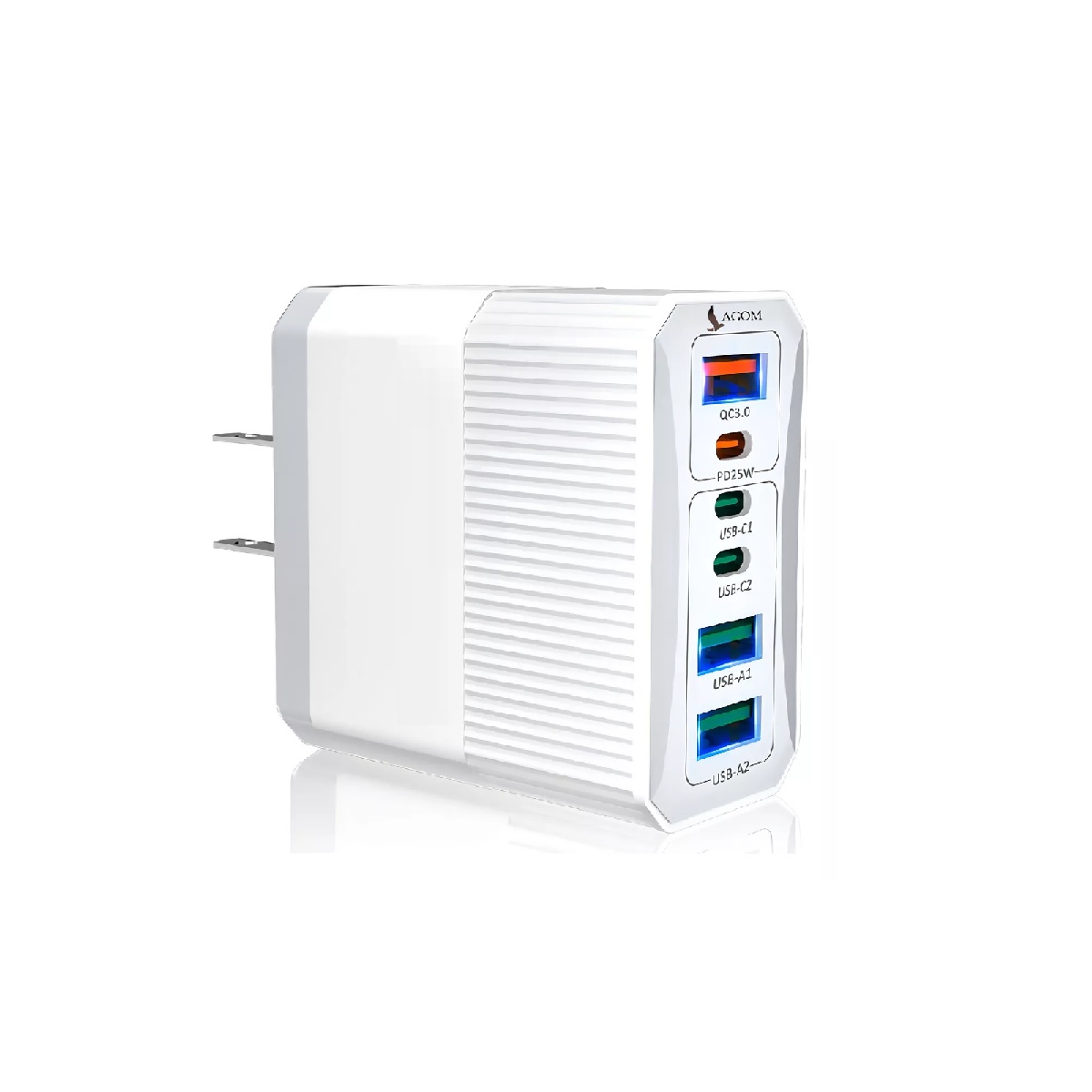 Cargador Usb Adaptador De 55w 6 Puertos Lagom Cubo 3 Usb + 3 Tipo-c 