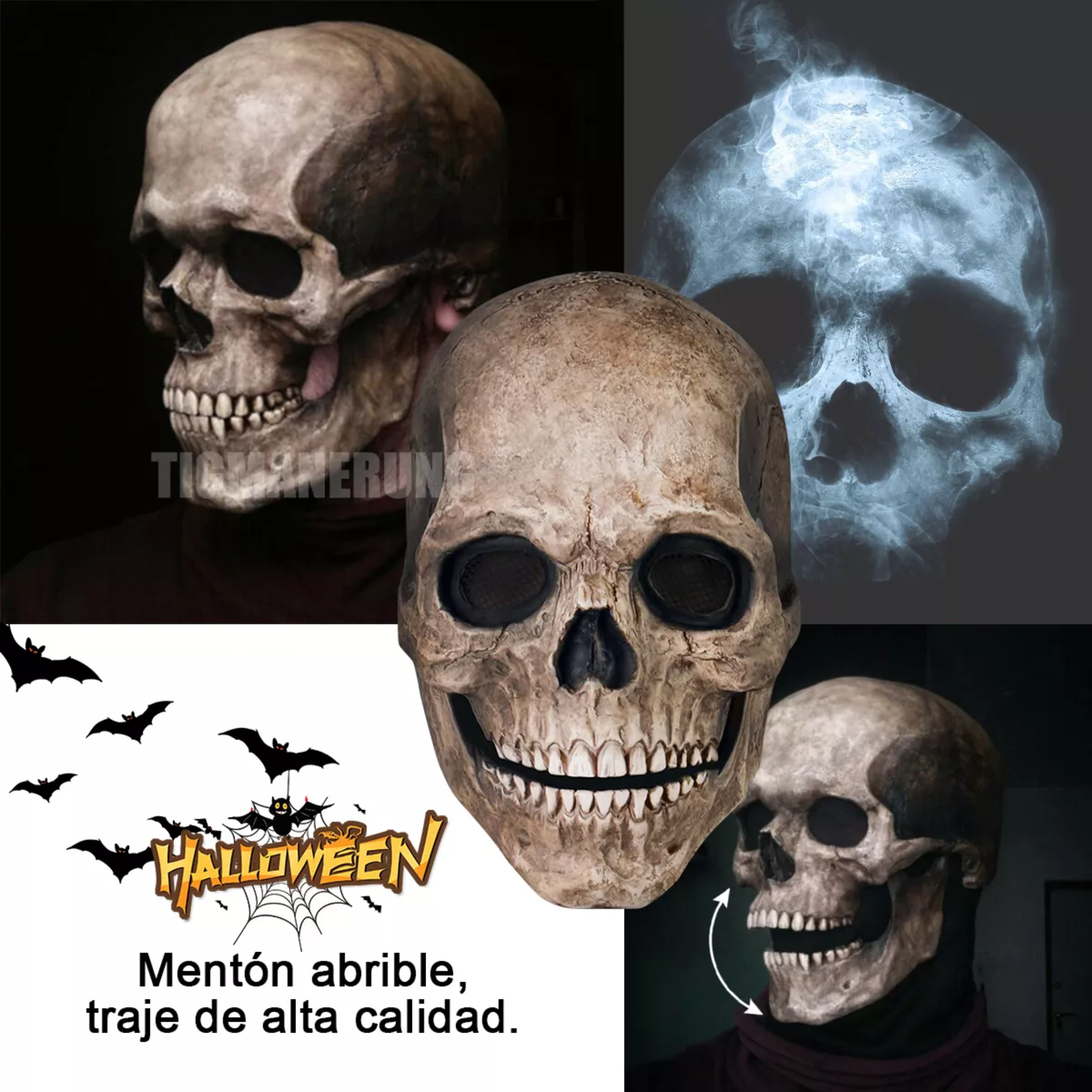 Máscara Calavera Cosplay Disfraz Halloween Fiestas+capuchas