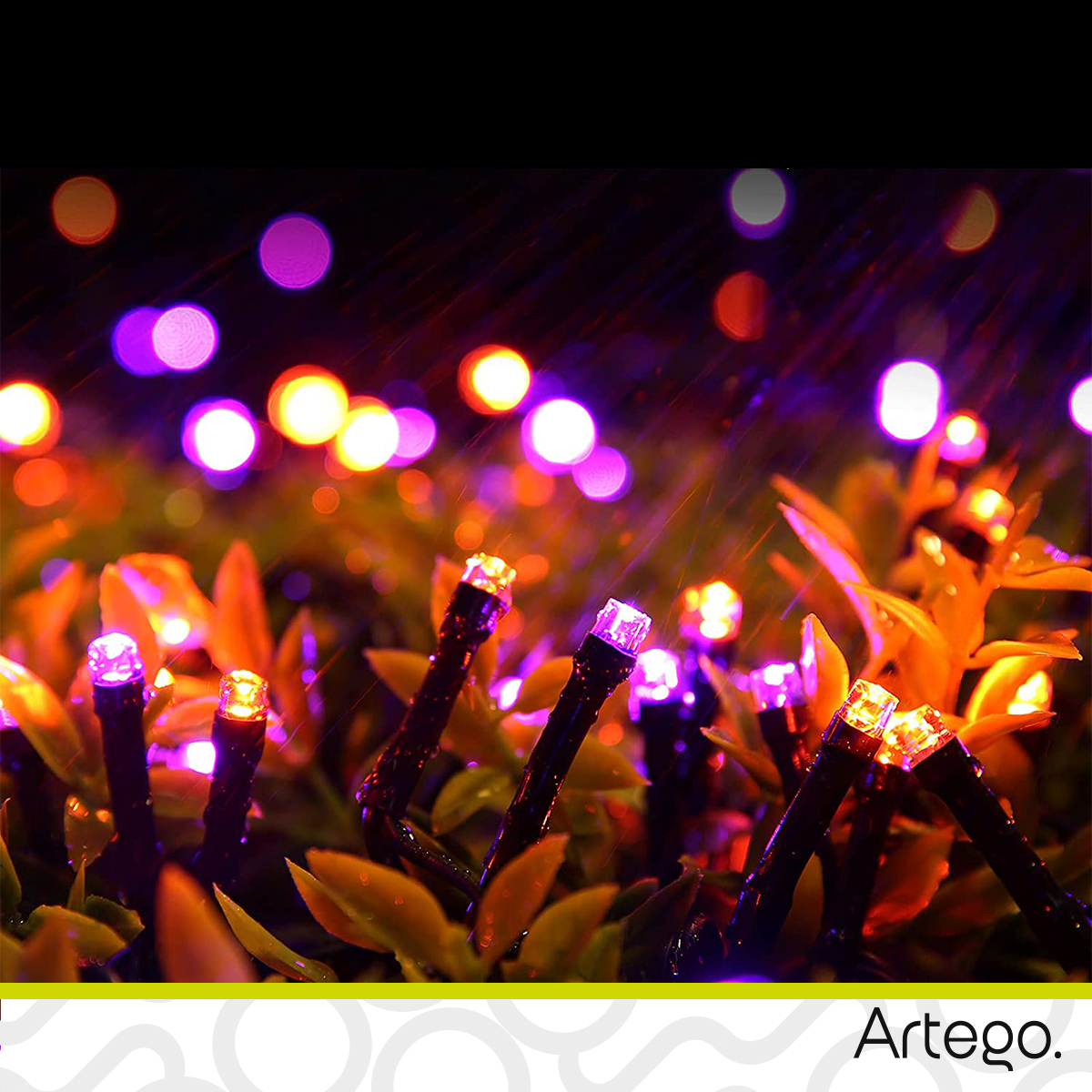 Luces serie 100 led interior exterior Decoración Halloween eventos bodas LED string lights con temporizador Artego.