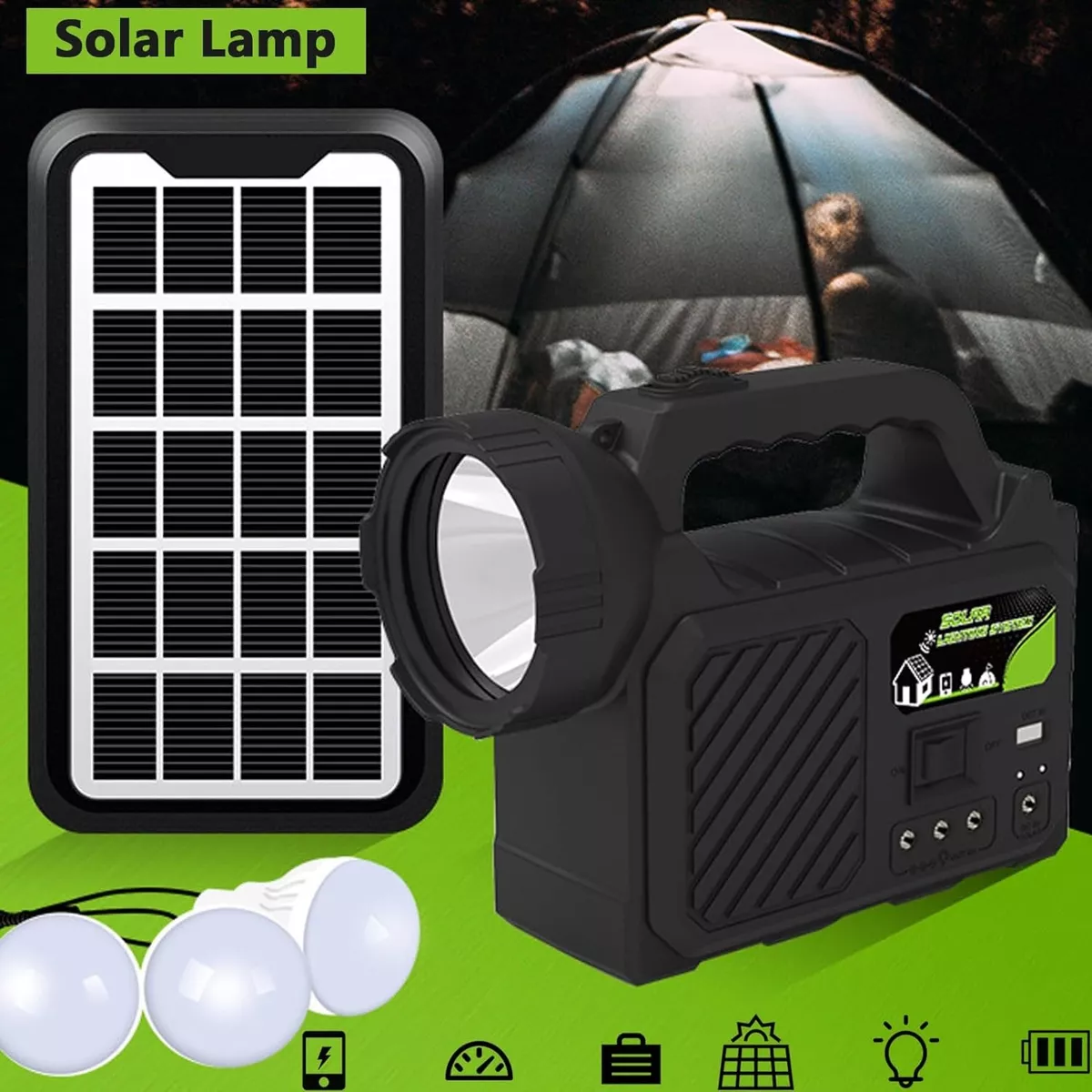 Cargador Portátil Luz Solar Banco De Energía De Emergencia