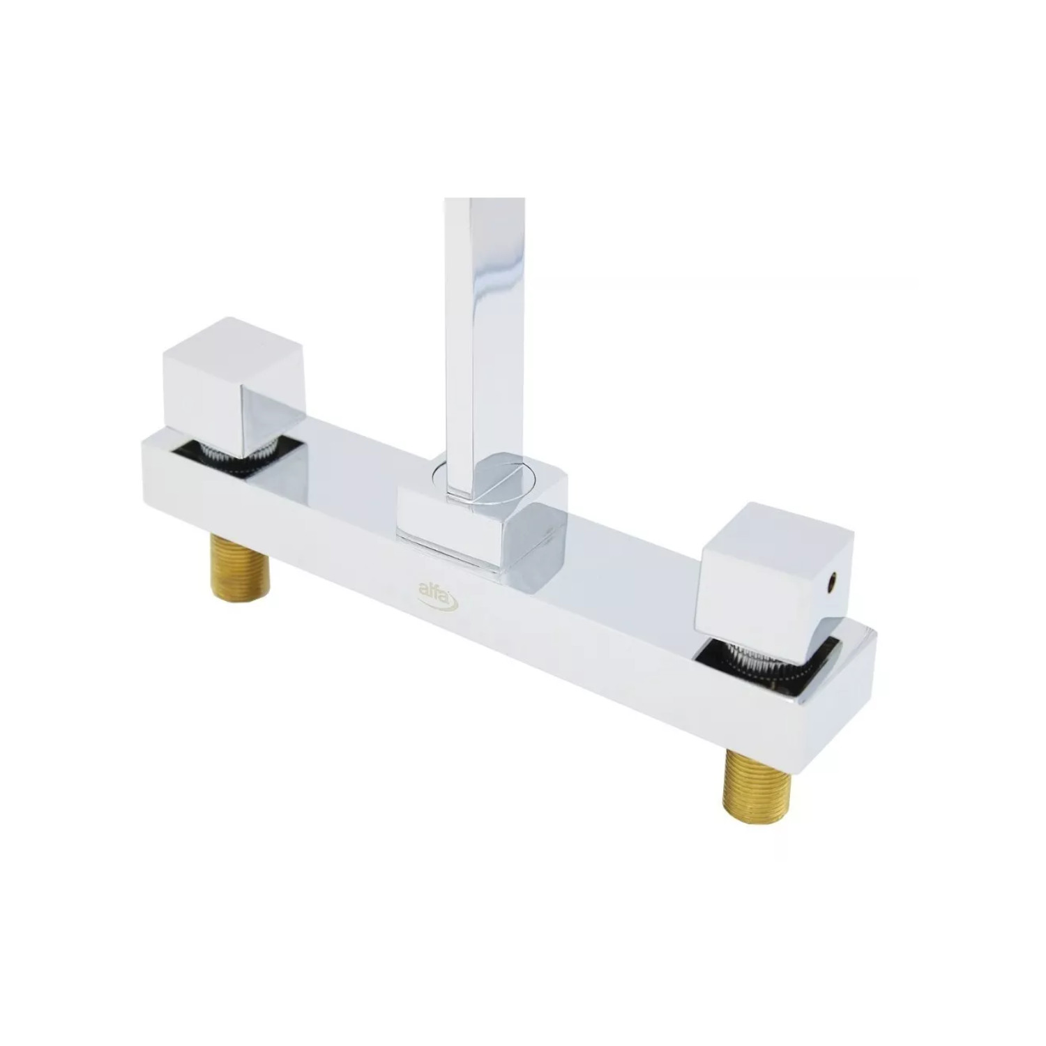 Llave Mezcladora Fregadero O Tarja Cocina Alfa Acero Inoxidable Cromada Manerales Cuadrados