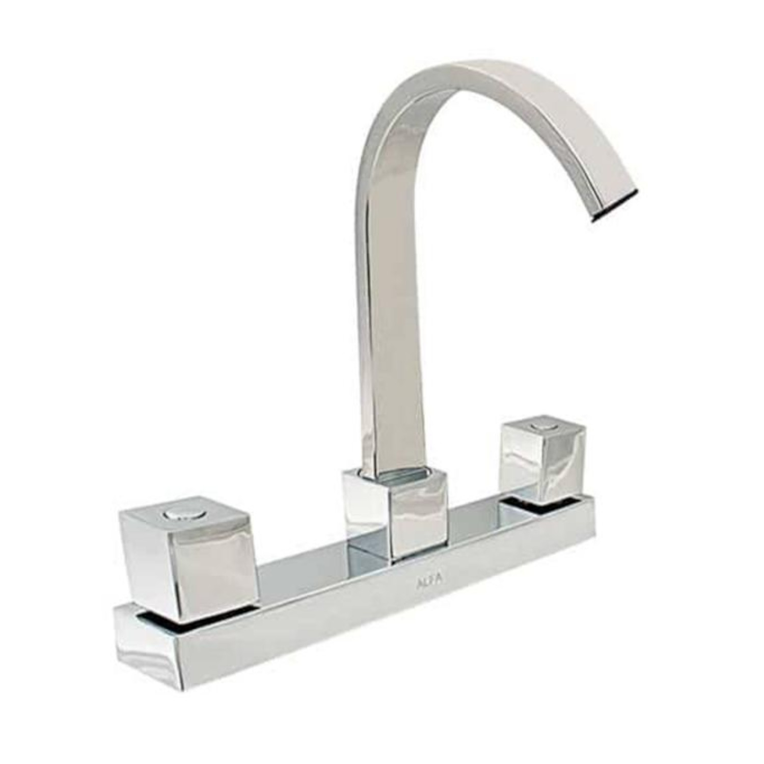 Llave Mezcladora Fregadero O Tarja Cocina Alfa Acero Inoxidable Cromada Manerales Cuadrados