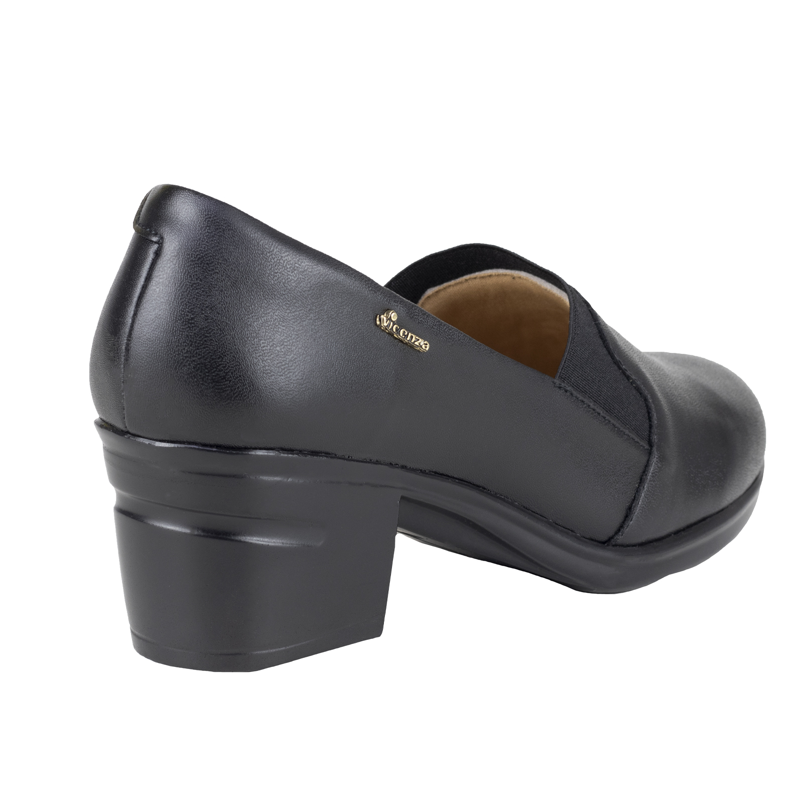 Zapato Con Tacón Mujer Loafer Vicenza 24104 Negro Piel Ovina