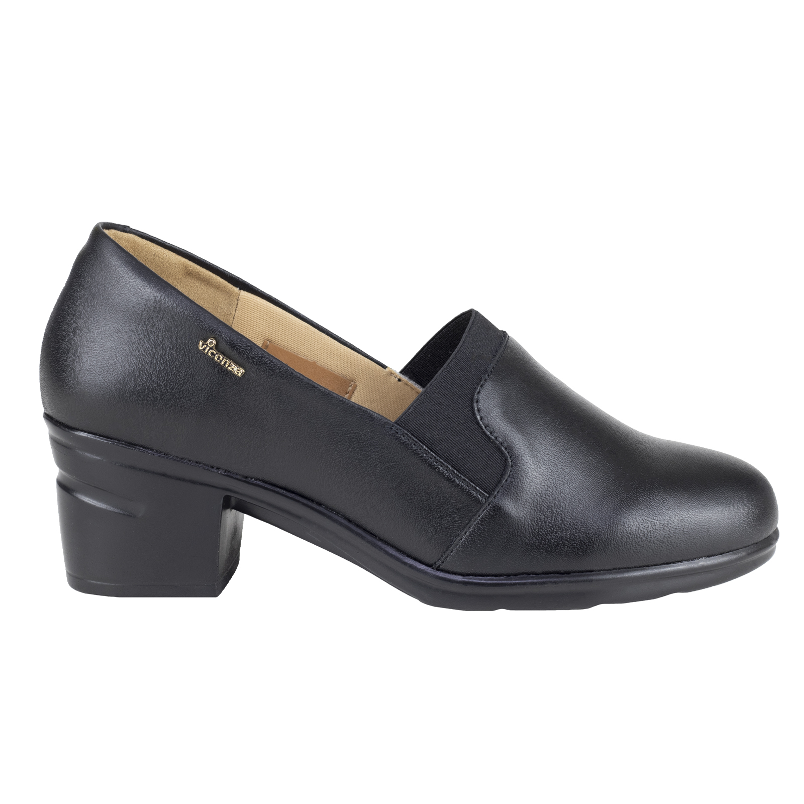 Zapato Con Tacón Mujer Loafer Vicenza 24104 Negro Piel Ovina