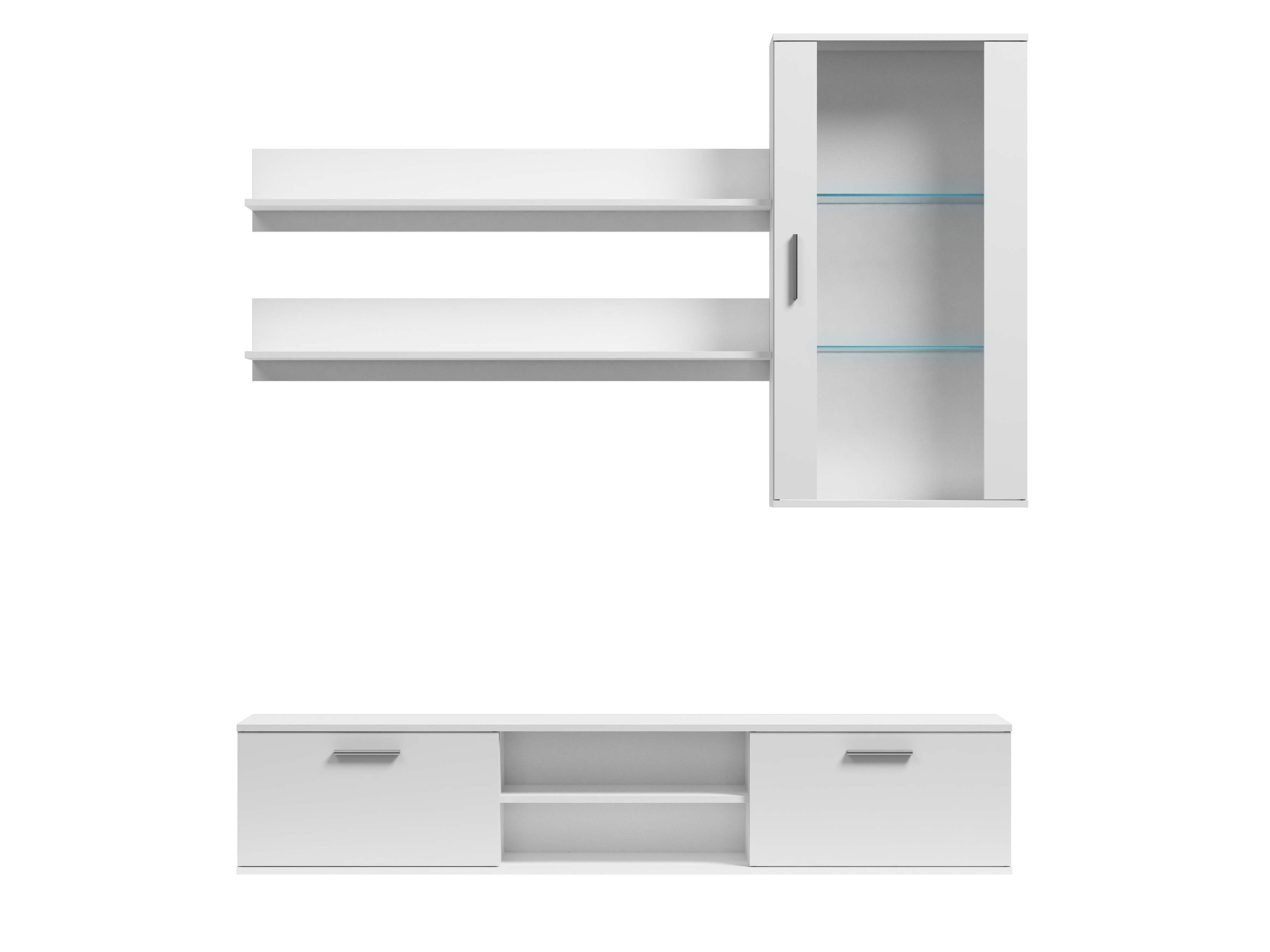 Mueble de TV Color Blanco de 2 Partes para TV de Hasta 75 Pulgadas con Estructura de Madera Industrial