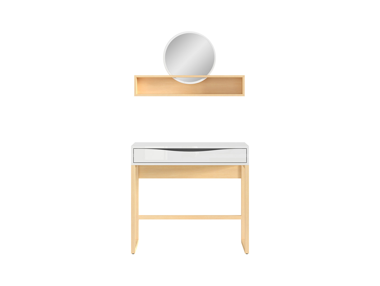 Consola Color Blanco y Madera con 1 Cajón y Estructura de Madera