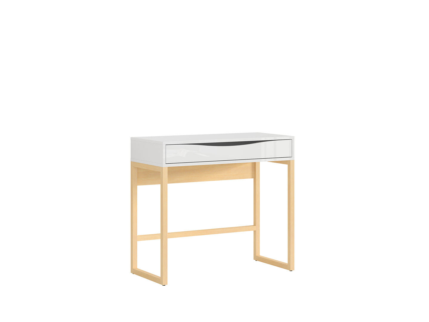 Consola Color Blanco y Madera con 1 Cajón y Estructura de Madera
