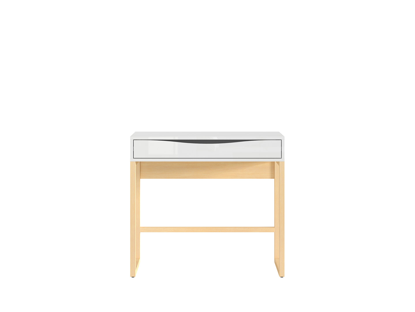 Consola Color Blanco y Madera con 1 Cajón y Estructura de Madera