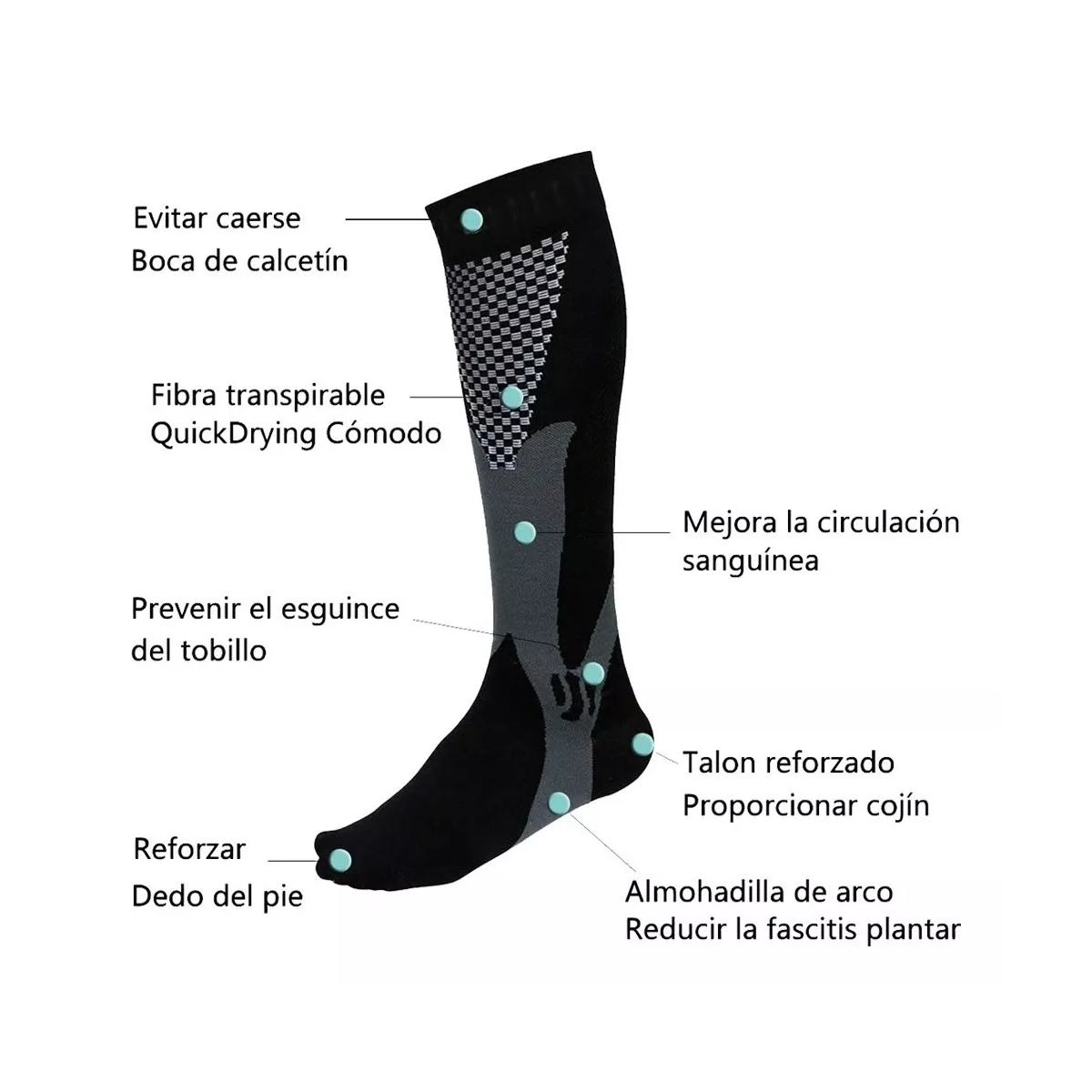 Calcetas / Medías D Compresión Alivia Varices Y Circulación S/M