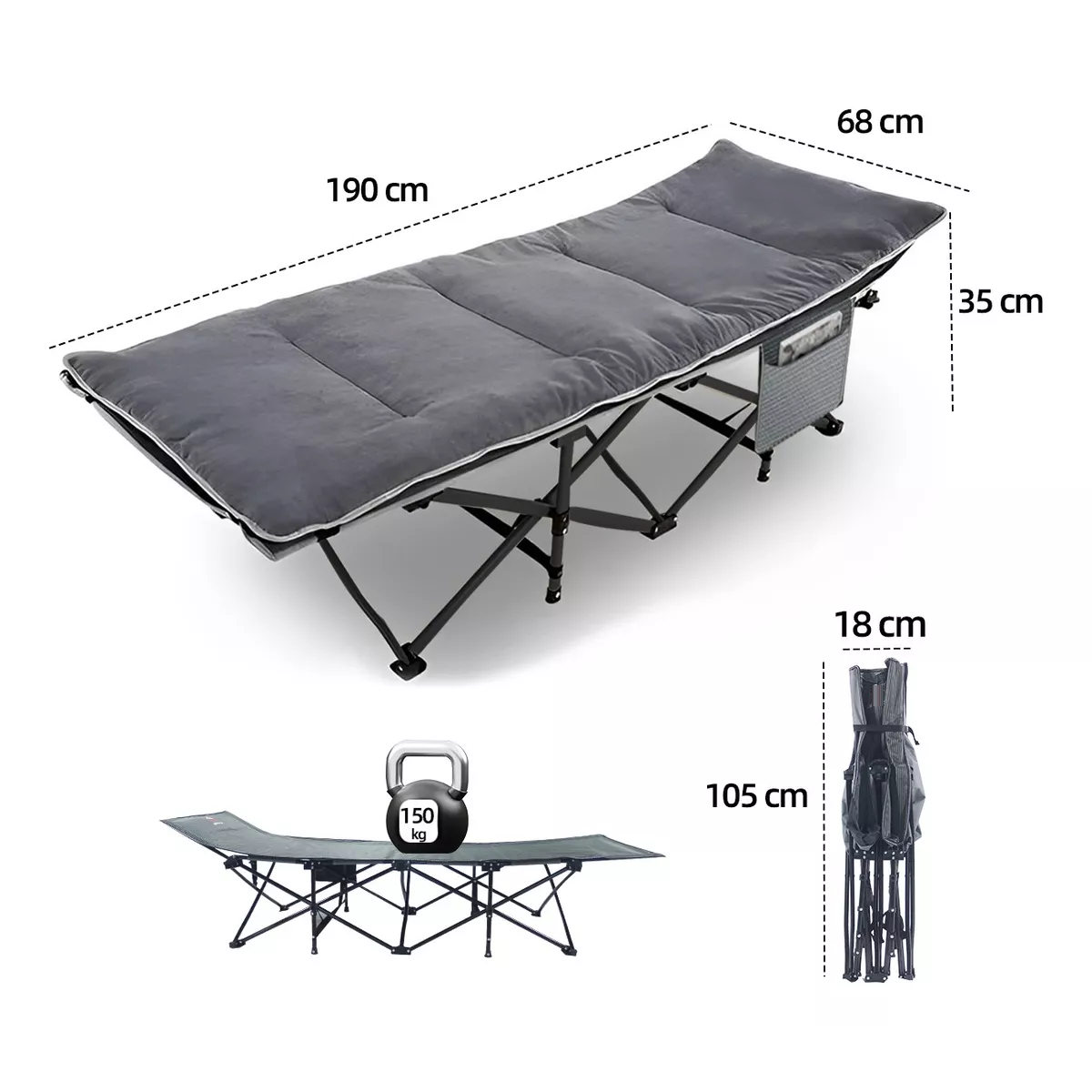 Catre Plegable Acampar Campismo Portatil 68x190cm